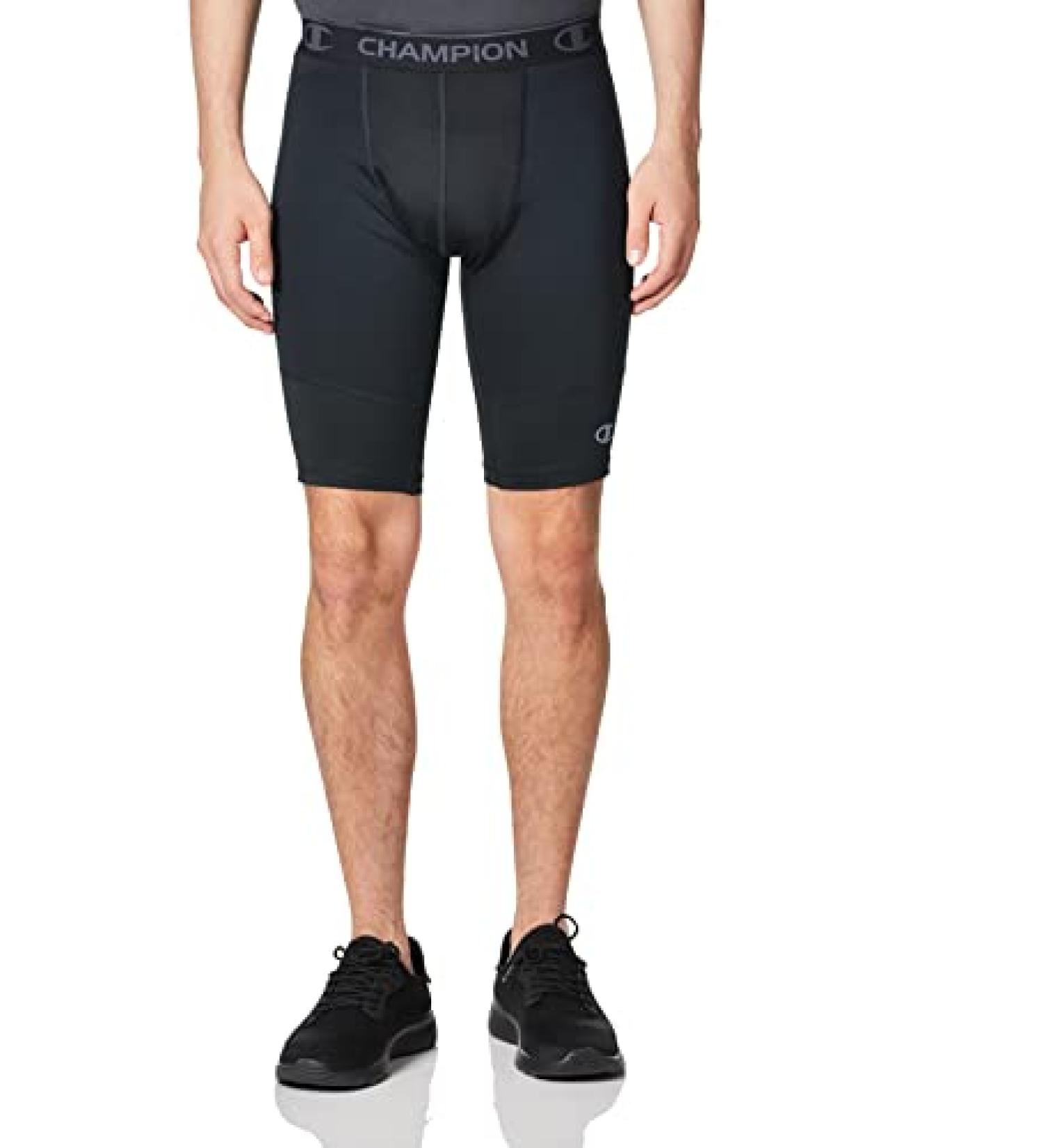 Champion Men's 9 Inch Compression Short in Black - Large Size - Buy Online on GoSupps.com