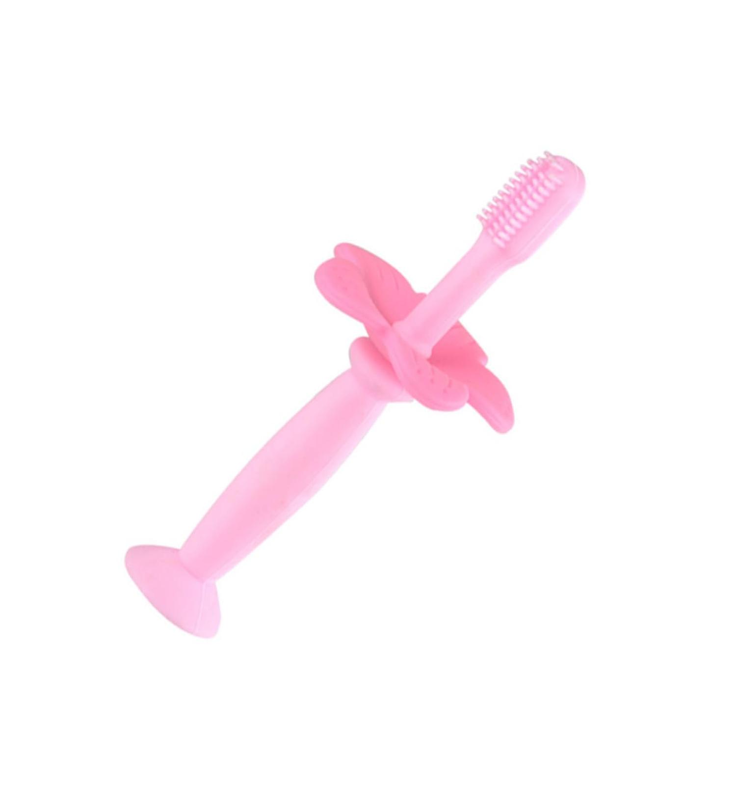 Minkissy Silicone Bristle Toothbrush for Kids All-Round Oral Care Training Toothbrush (Pink) 1 Pack - Buy Online on GoSupps.com