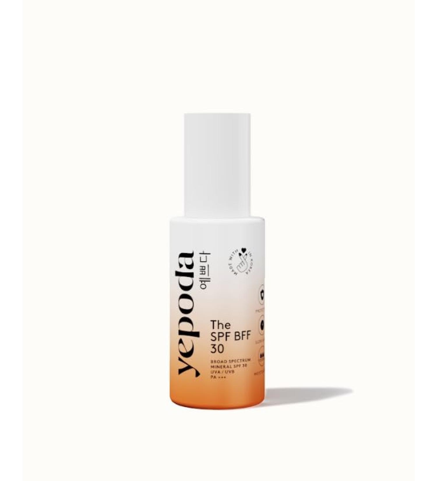 Yepoda Tinted Sunscreen - The SPF BFF Day Cream with Sun Protection Factor (SPF 30) Mineral Zinc Sunscreen with Moisturizing Aloe Vera and Hyaluronic Acid (50 ml) - Buy Online on GoSupps.com