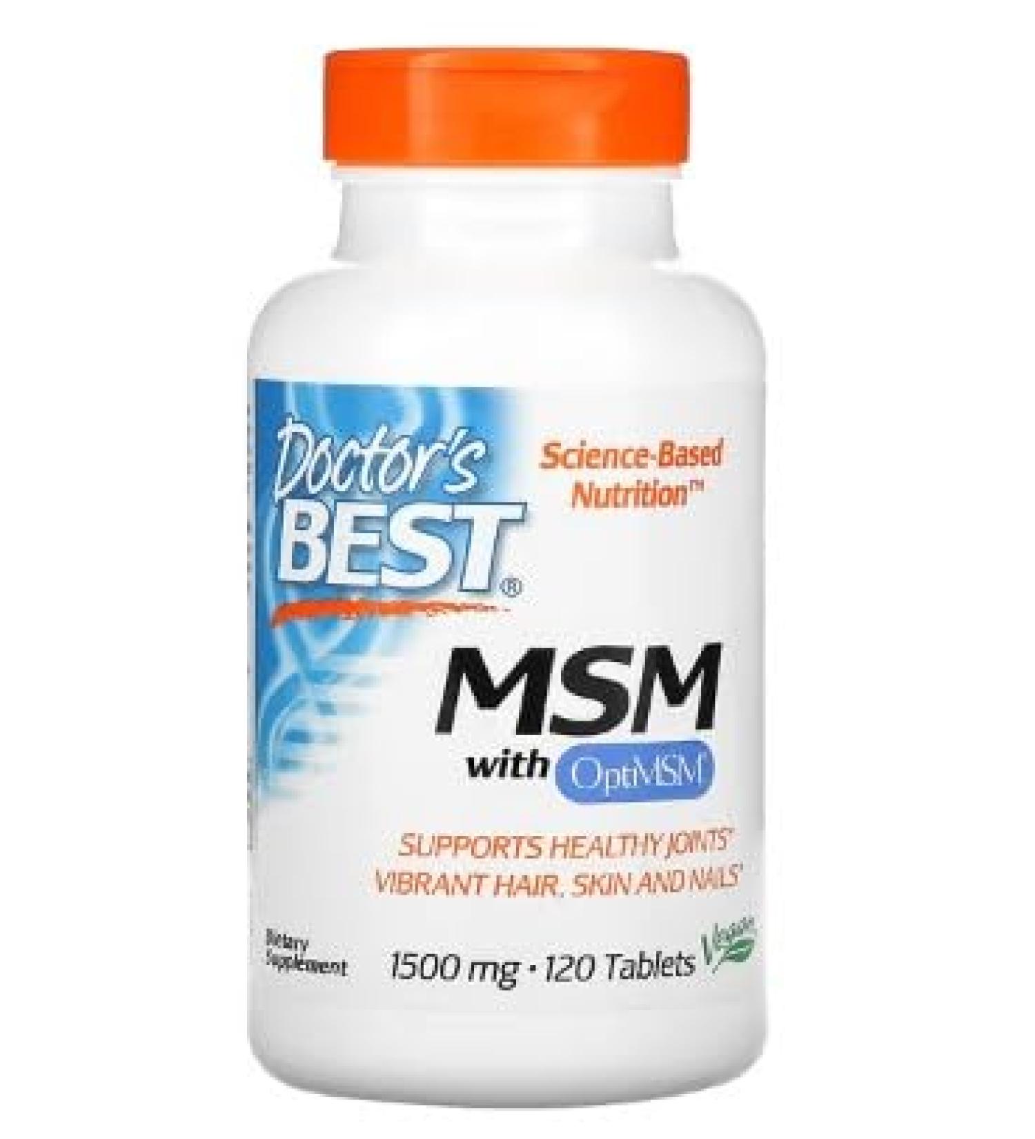 Doctor's Best MSM with OptiMSM Vegan 1500mg - 120 Vegetable Capsules - Support for Joint Mobility - Buy Online on GoSupps.com