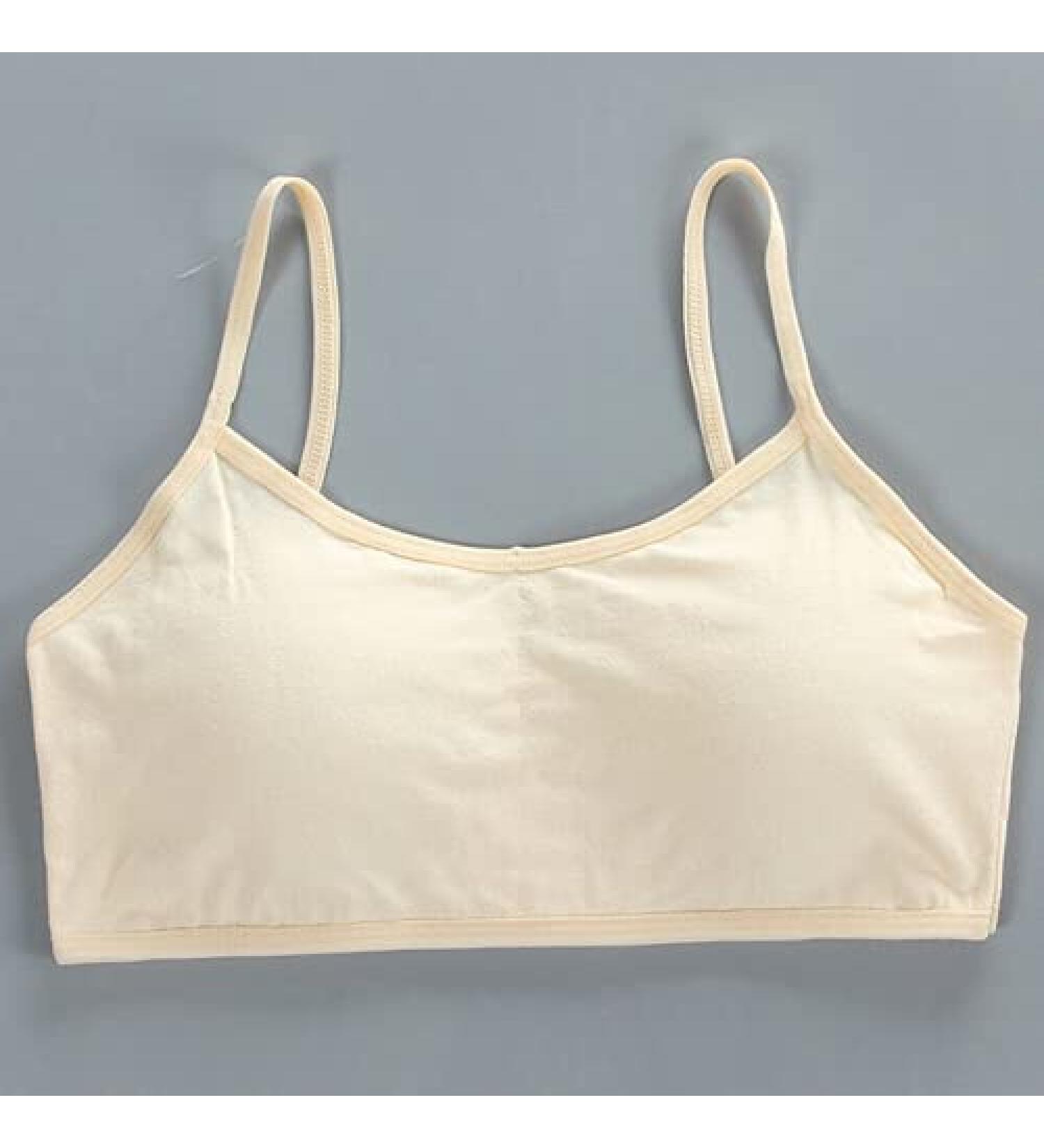 Ausuky Kids Girl Student Cotton Puberty Training Bra - Beige | Breathable & Comfortable - Buy Online on GoSupps.com