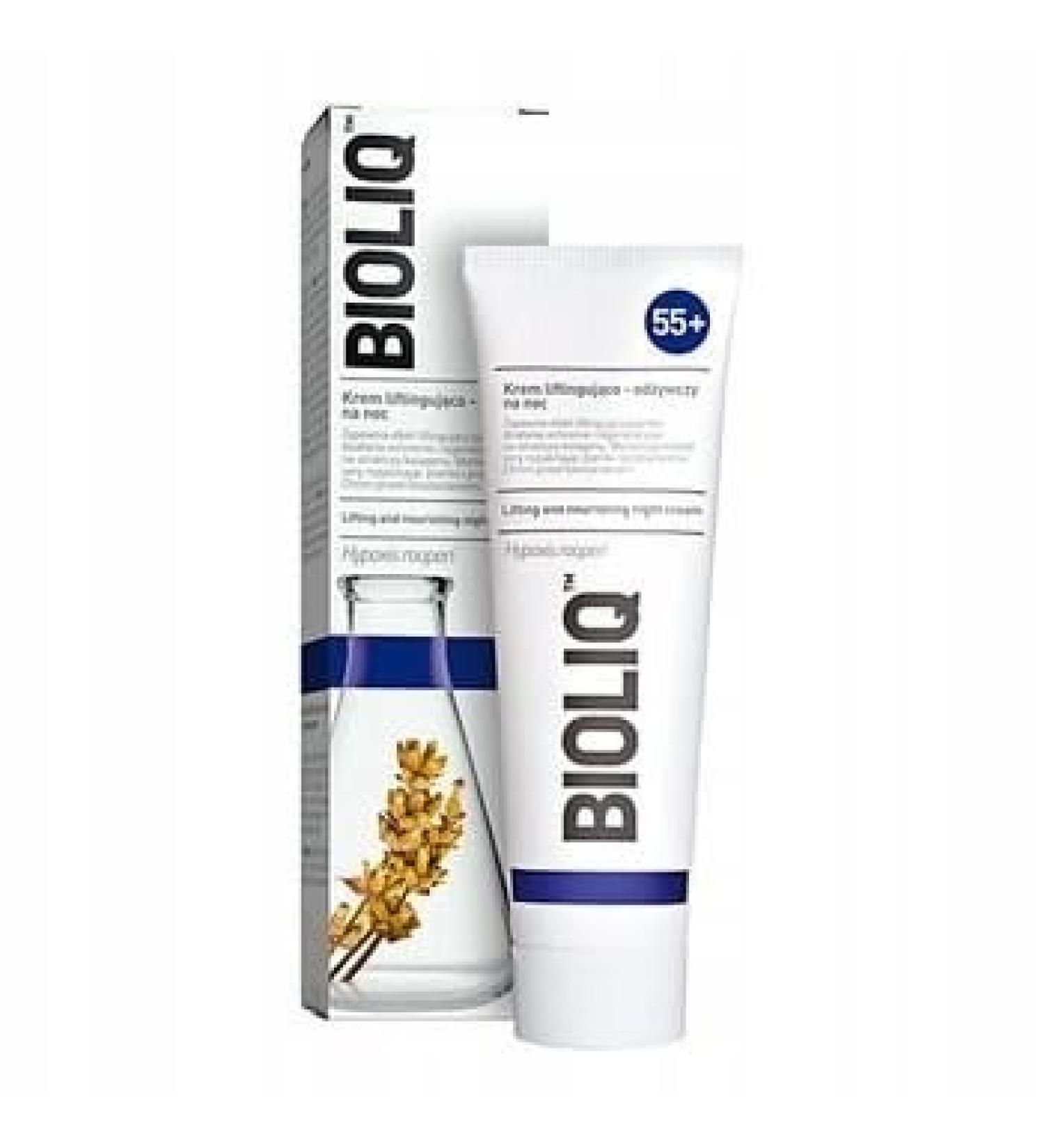 Bioliq 55+ Lifting and Nourishing Night Cream - Anti-Aging Skincare with Biopeptides and African Grass Extract Promotes Collagen Regeneration - 50ml