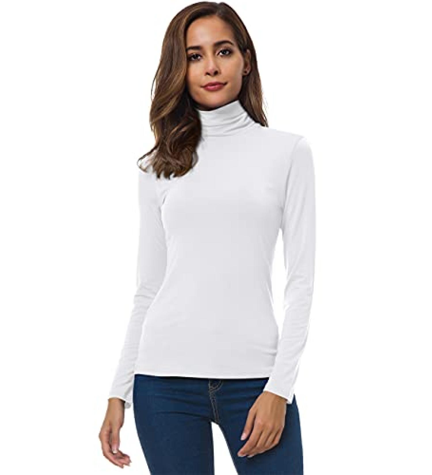 VOBCTY Women's Lightweight Slim Fit Turtleneck Active Shirt - White, Small - Buy Online on GoSupps.com