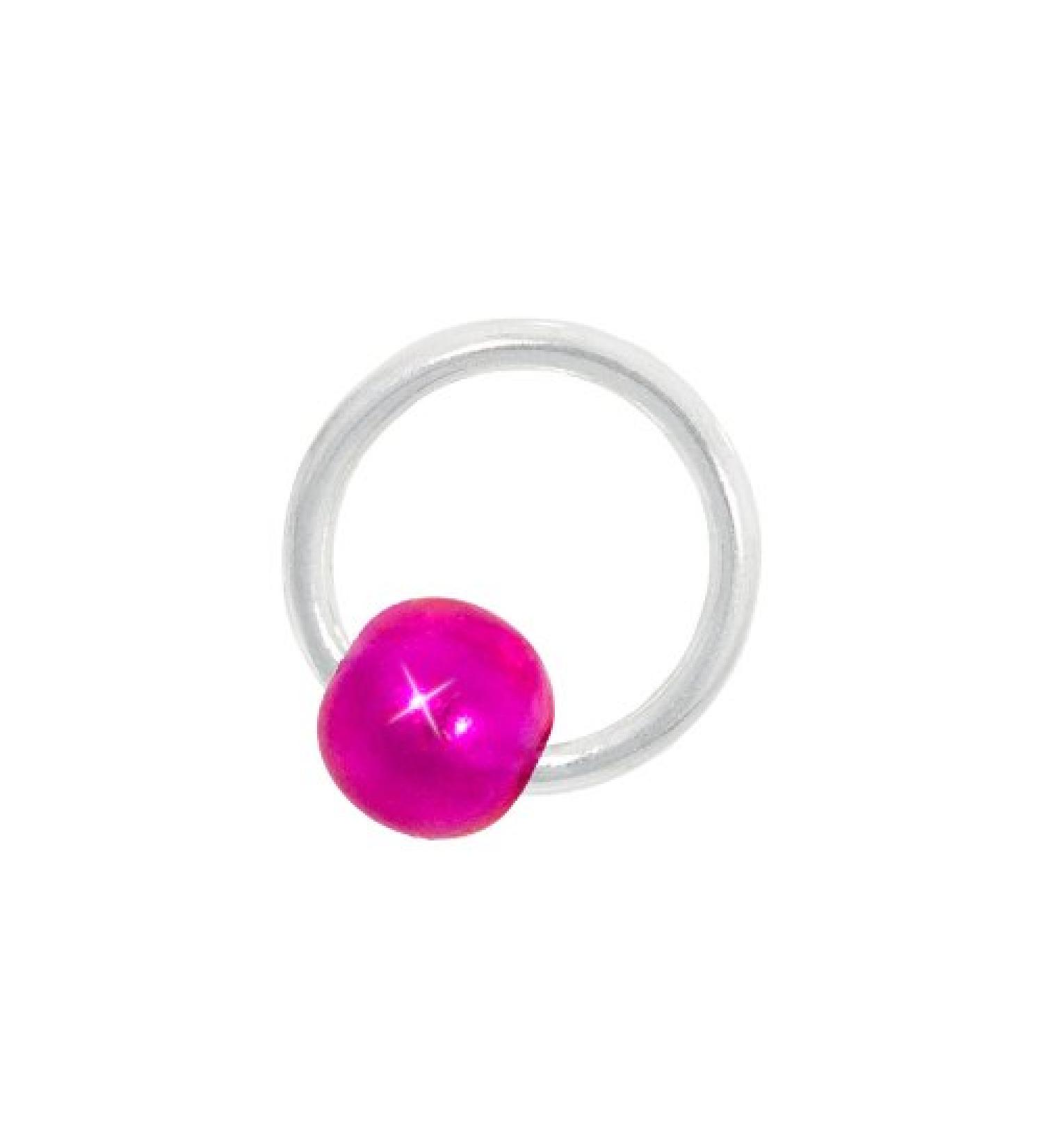 ND24 NailDesign nail piercing creole silver with ball pink - 925 Sterling Silver - nail art finger foot silver ball - pink