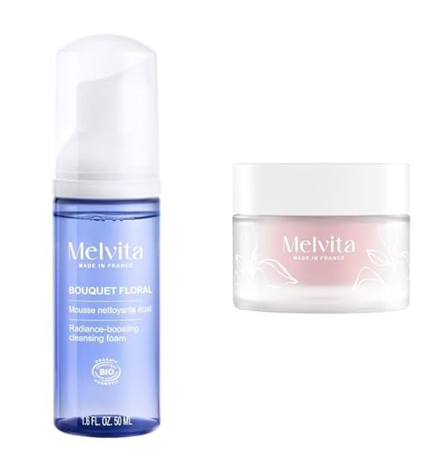 Melvita - Duo Nettoyant et Hydratant - Mousse Nettoyante et Cr me Source de Roses - Fabriqu en France