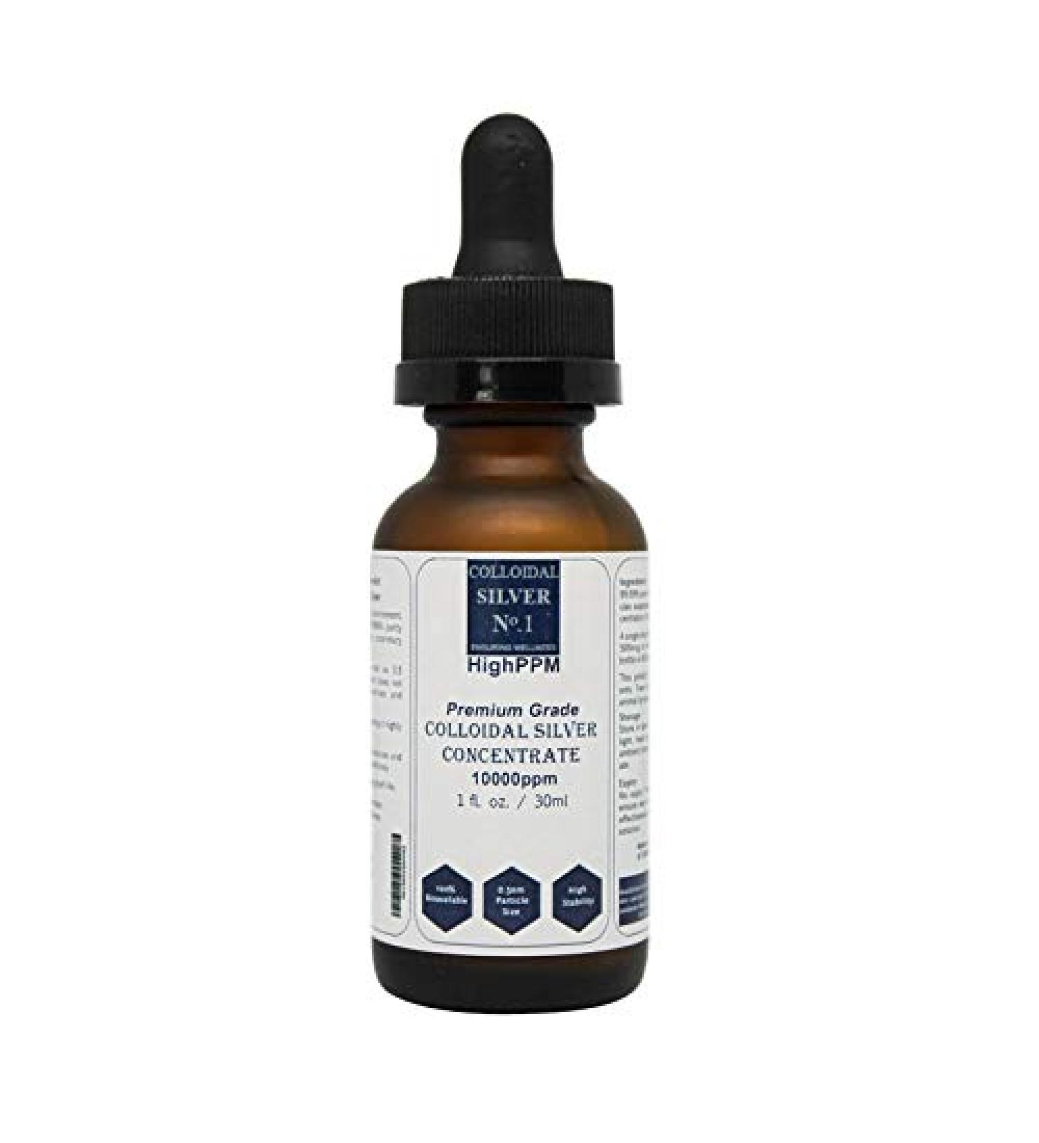 Colloidal Nano Silver Solution Concentrate 10000ppm - 1 oz | Protein & Chemical Free Dilute to 8 Gallons of 10ppm Pure Silver | Ship Internationally - Buy Online on GoSupps.com