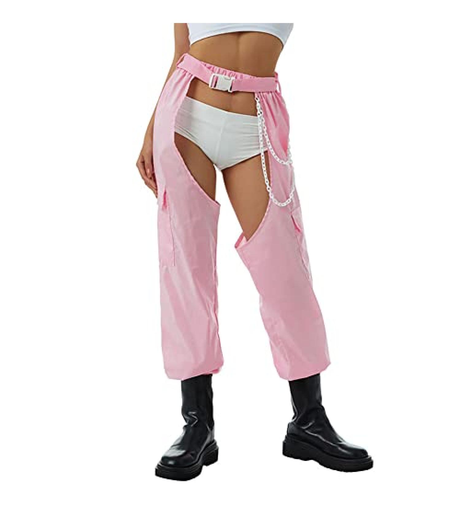 Women's High Rise Reflective Cargo Sweatpants in Pink - Size Medium - Buy Online on GoSupps.com