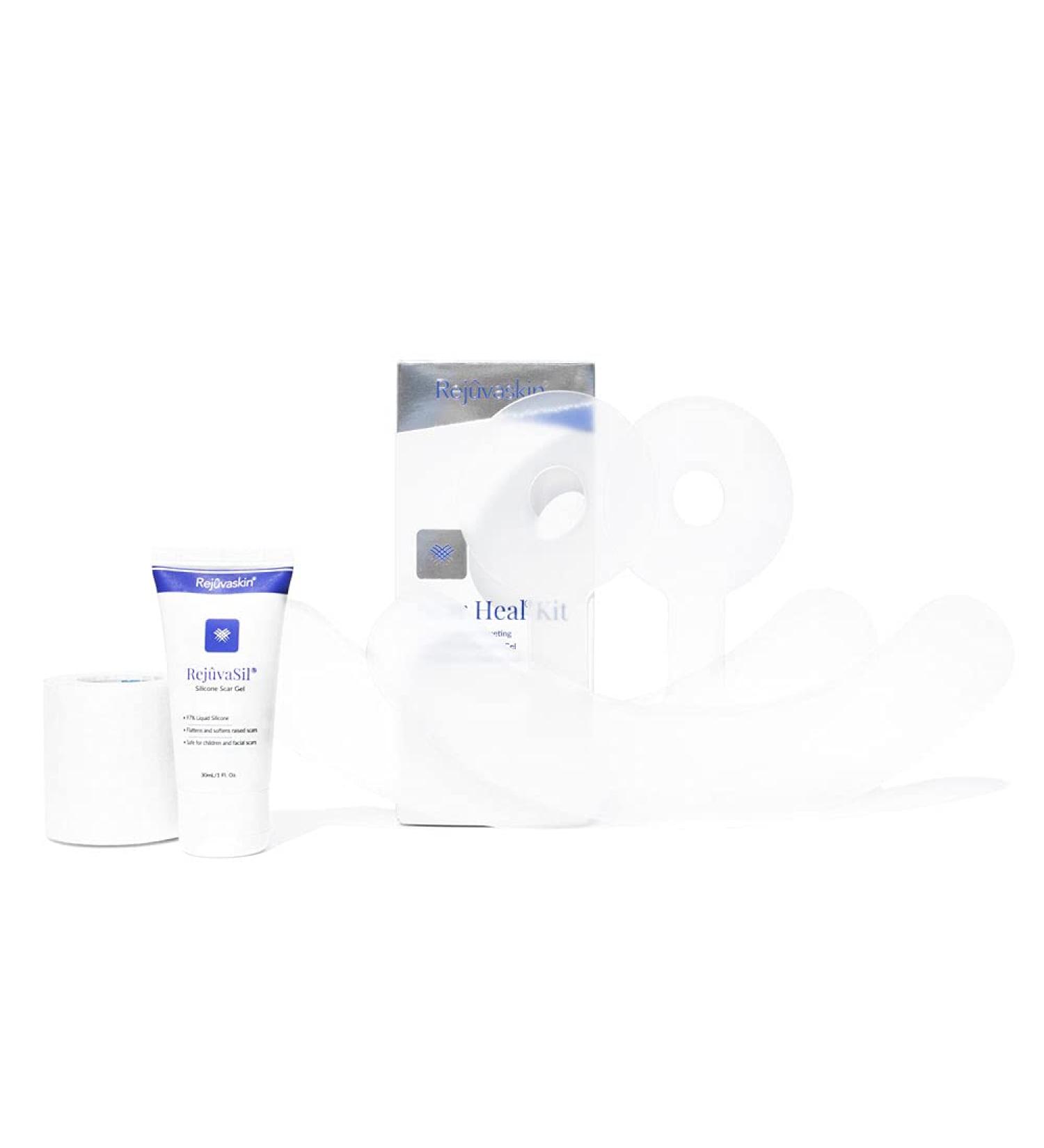Rejuvaskin Scar Heal Kit - Physician Recommended Breast Scar Treatment - Reduce, Flatten, and Soften Scars with Silicone Sheets and Medical Tape - Buy Online on GoSupps.com