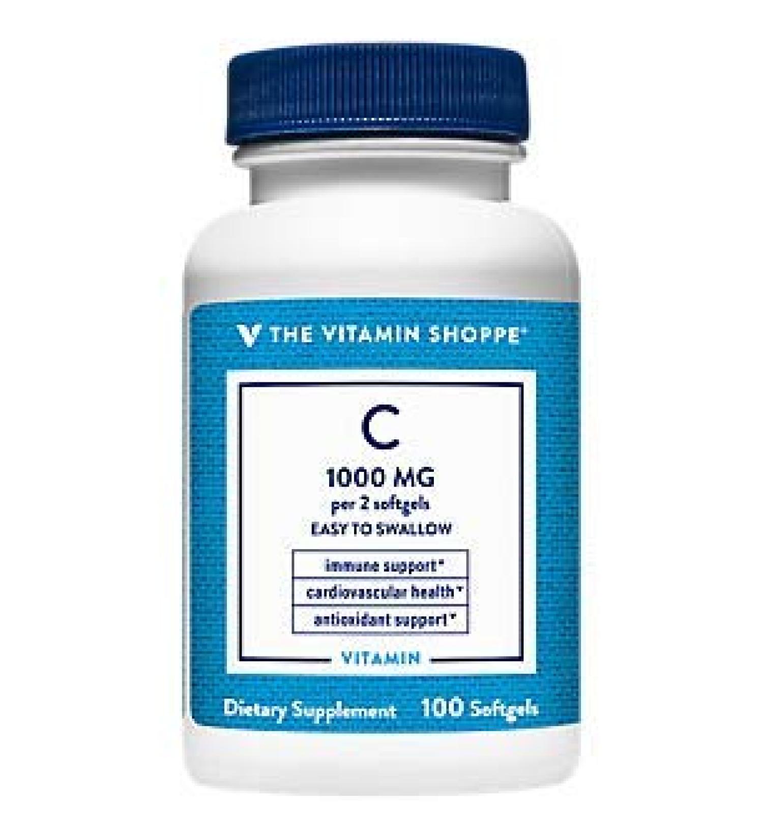 Vitamin Shoppe 1000mg Vitamin C Softgels for Immune & Cardiovascular Health - Buy Online on GoSupps.com
