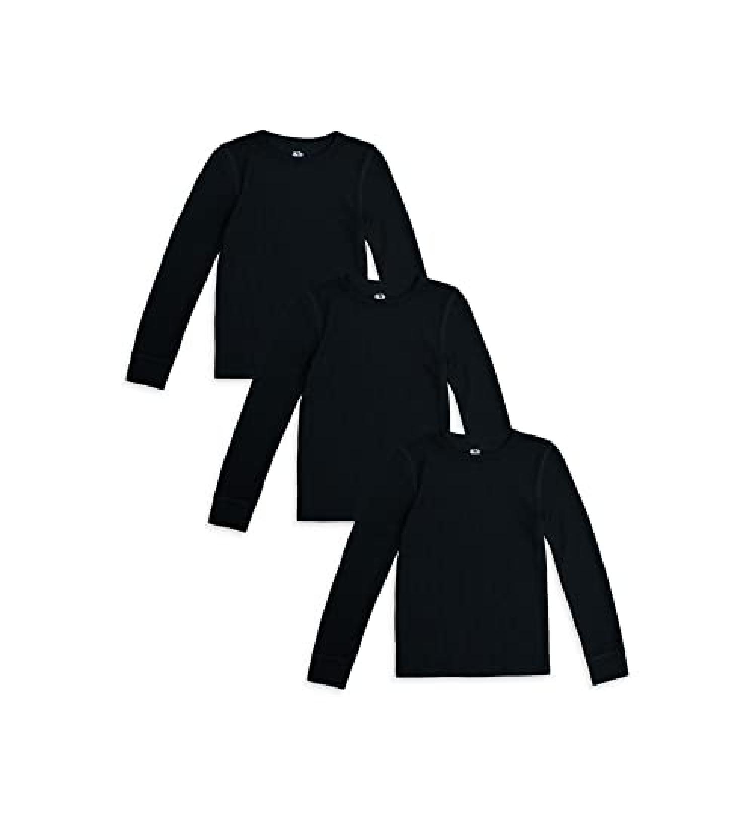 Fruit of the Loom Boys' 3 Pack Waffle Knit Thermal Tops - Size 6-7 Black - Buy Online on GoSupps.com