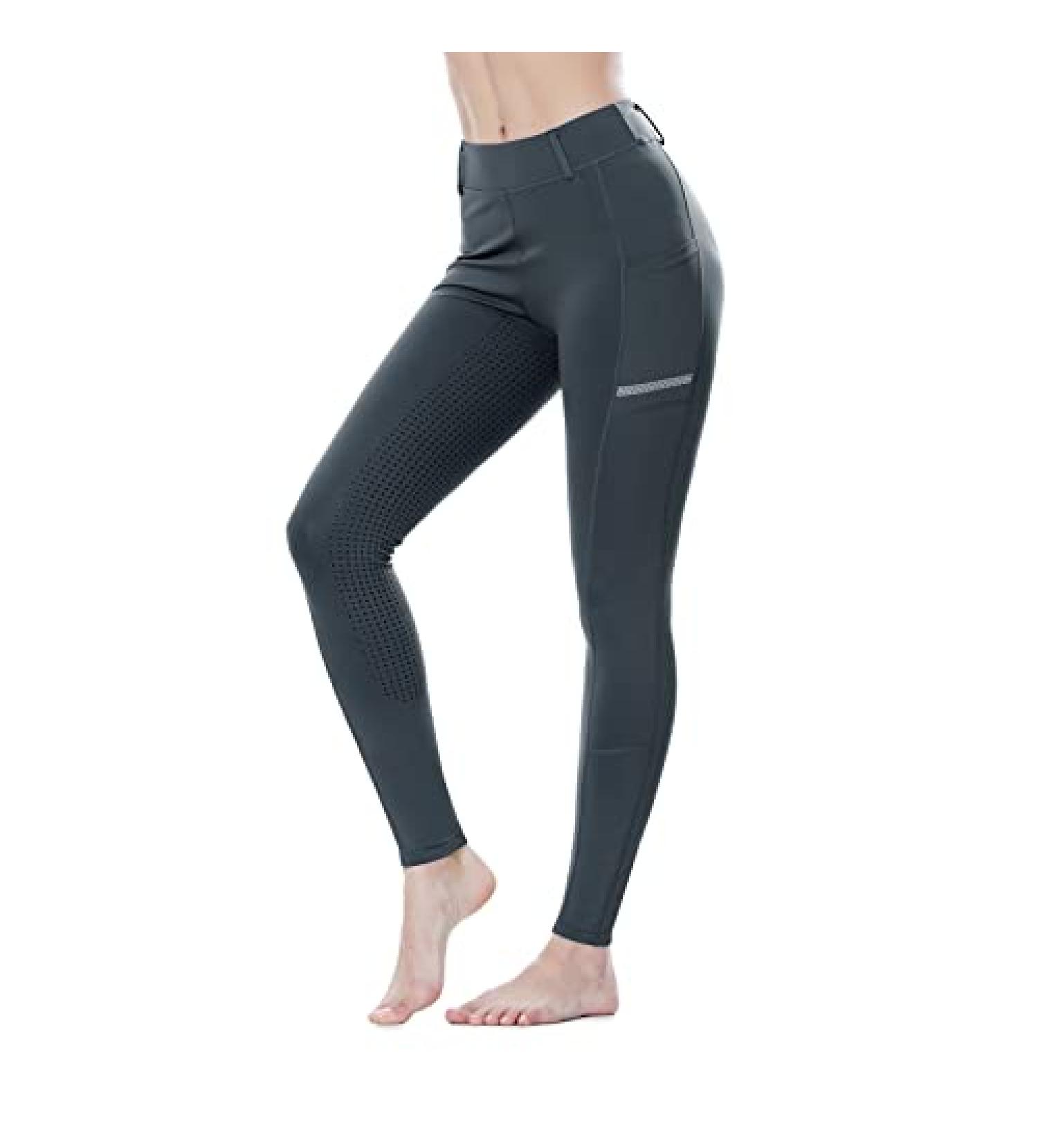 SPOEAR Women's Full Seat Equestrian Riding Pants - Grey Small | Silicone Pockets Horseback Riding Tights - Buy Online on GoSupps.com