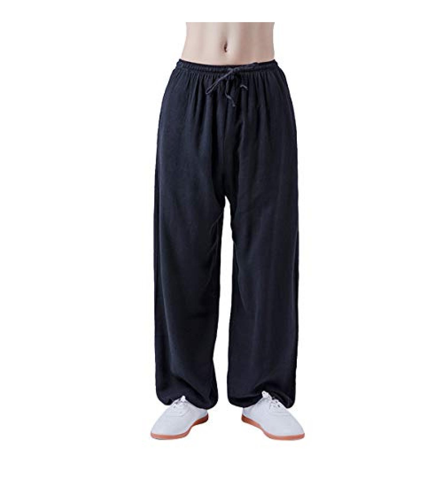 KSUA Women's Cotton & Linen Kung Fu Trousers - Wing Chun Tai Chi Pants for Morning Exercises - Large Black - Buy Online on GoSupps.com