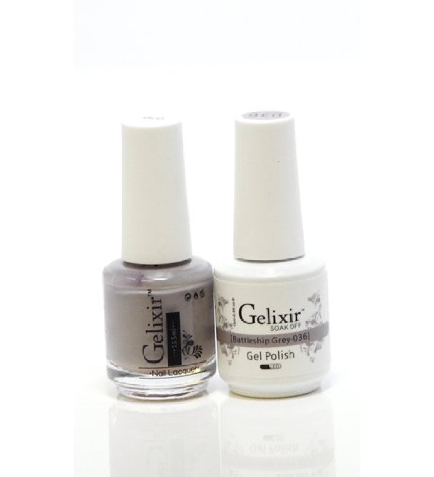 Gelixir matching color & nail lacquer Battleship Grey -036