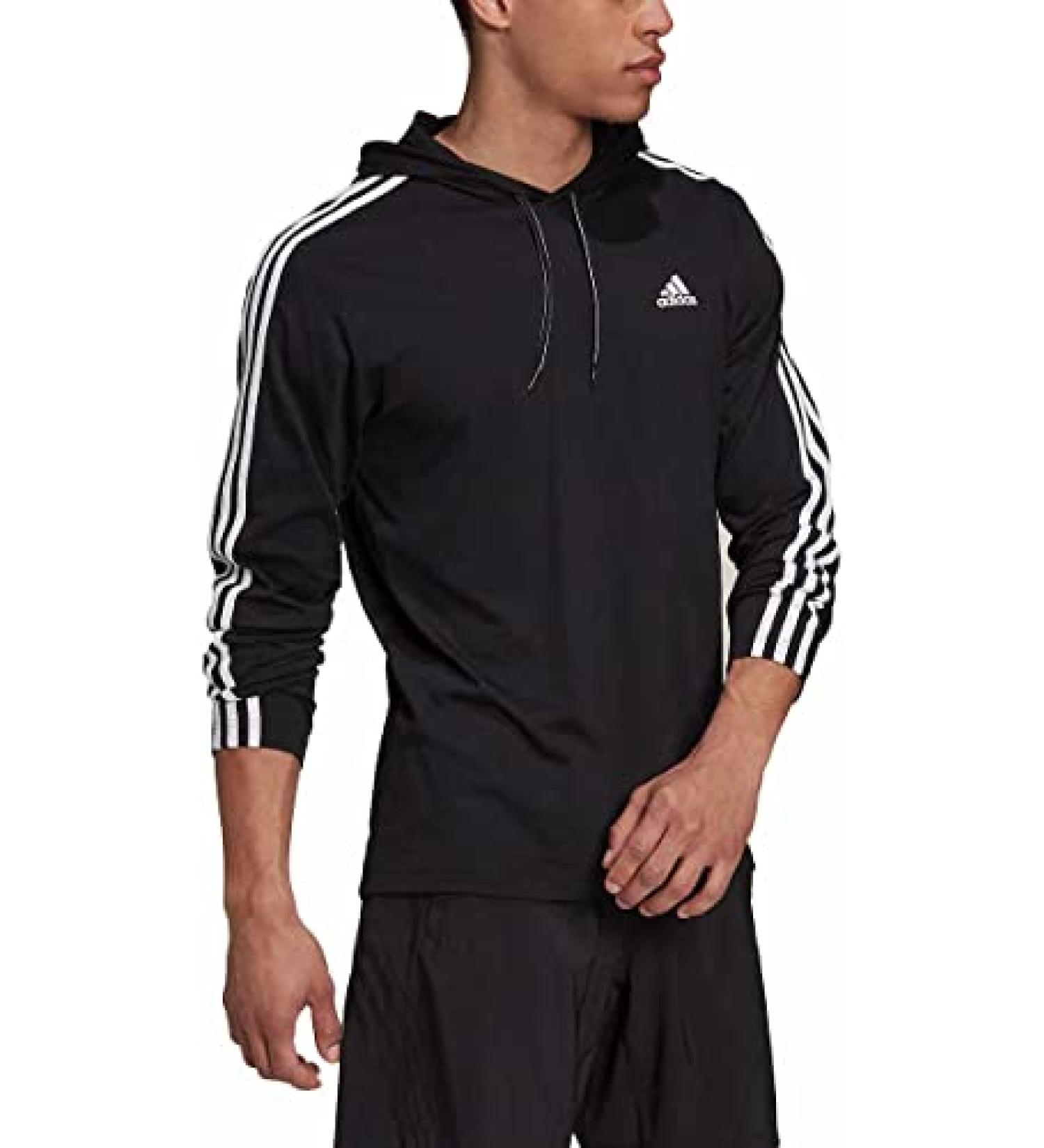 adidas Men's Lightweight Pullover Hoodie T-Shirt - Large Black/White - Buy Online on GoSupps.com