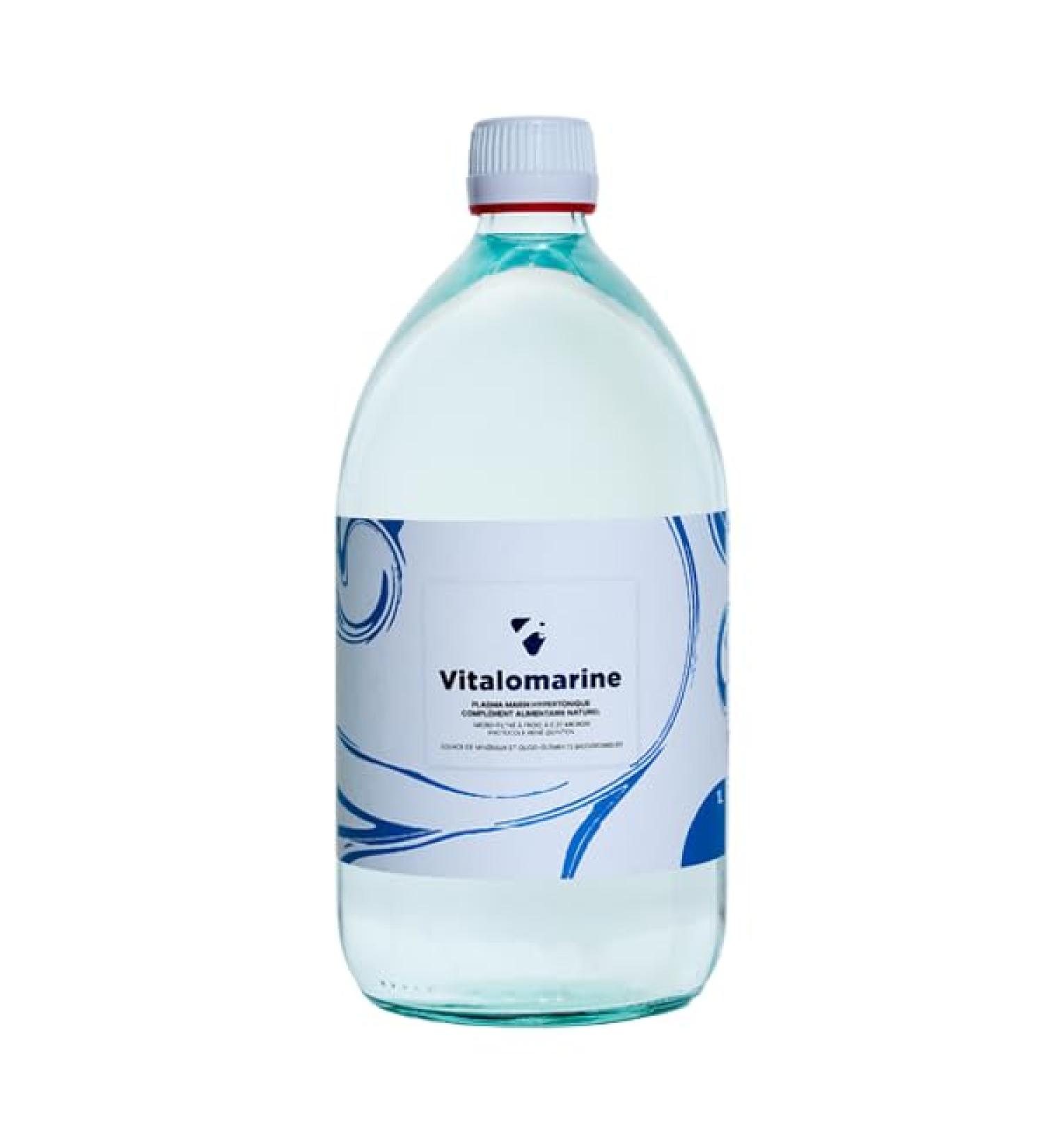 100% Natural Hypertonic Marine Plasma - 1 liter - Clear Glass Bottle - Captured in Cabo de Gata Natural Park, Almería (Alboran Sea) Seawater - VitalOmarine (1 liter)