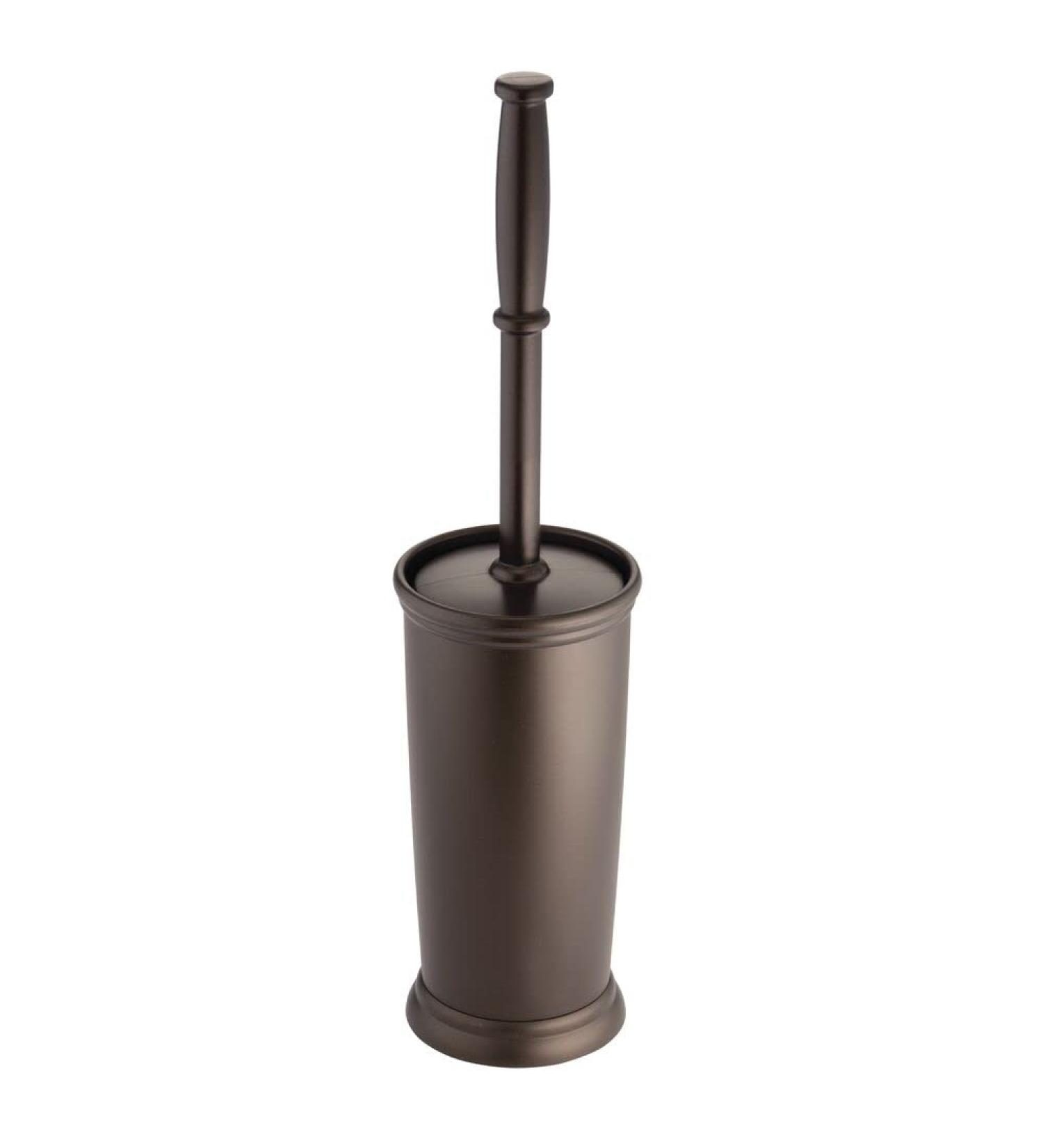 mDesign Hyde Collection Toilet Bowl Brush and Holder - Modern Bronze Bathroom Scrubber for Deep Cleaning - Space Saving Design - Buy Online on GoSupps.com