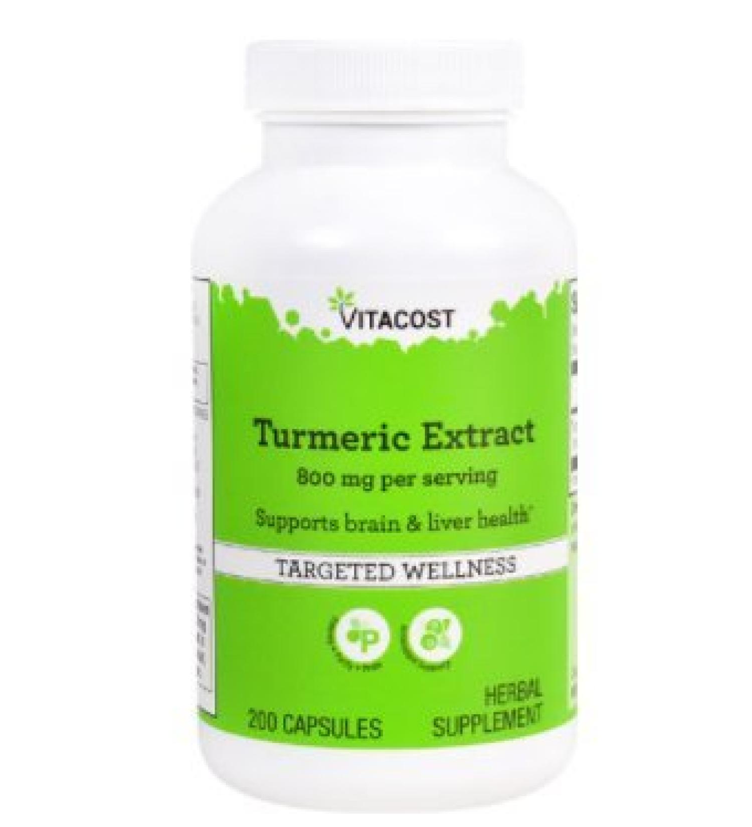Vitacost Turmeric Extract -- 800 mg per serving - 200 Capsules