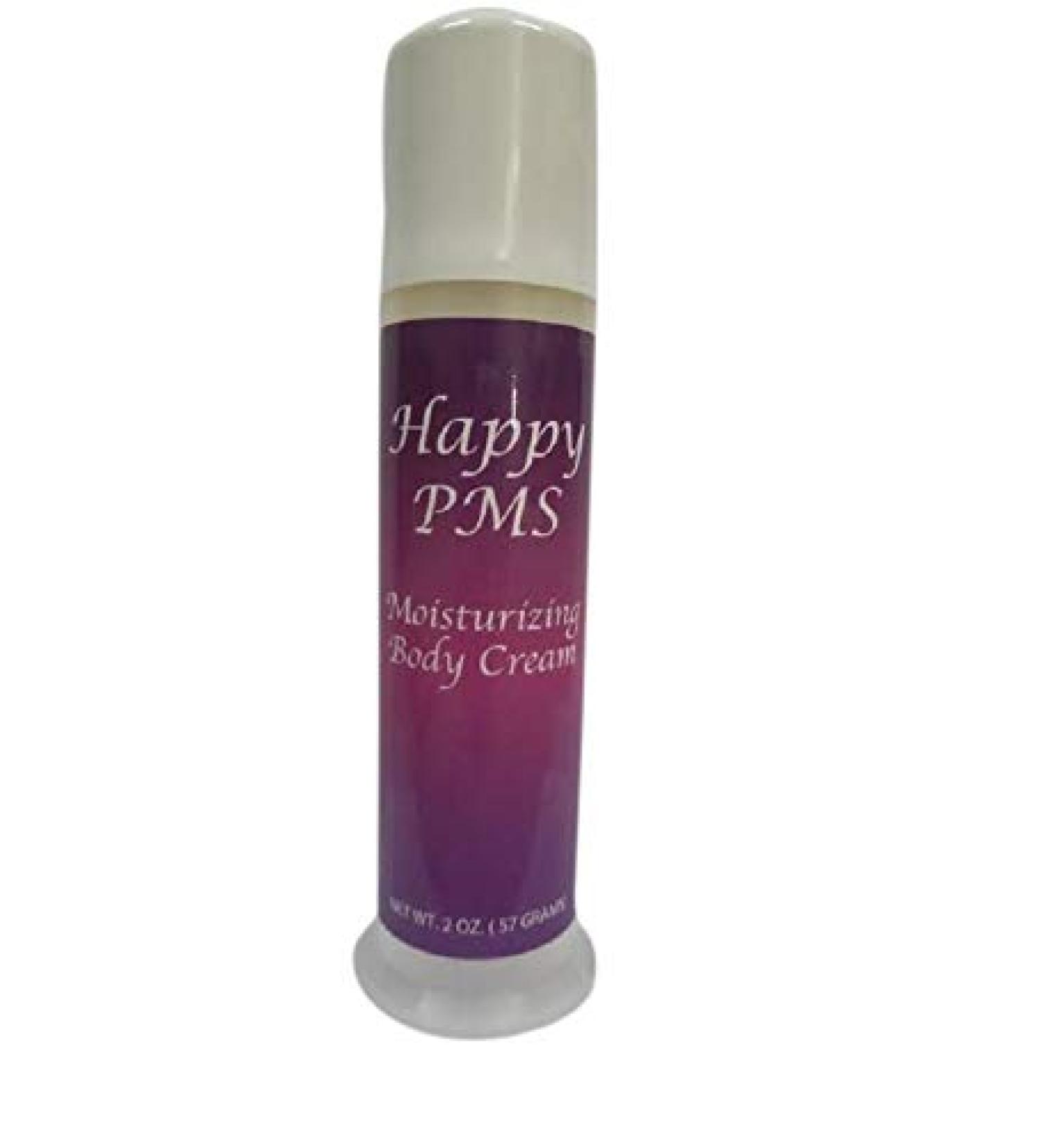 Happy PMS Natural Progesterone Moisturizing Body Cream Plant Derived Bio-identical Hormone Balancing for PMS Symptom Relief 2oz Pump ( Cruelty Free)