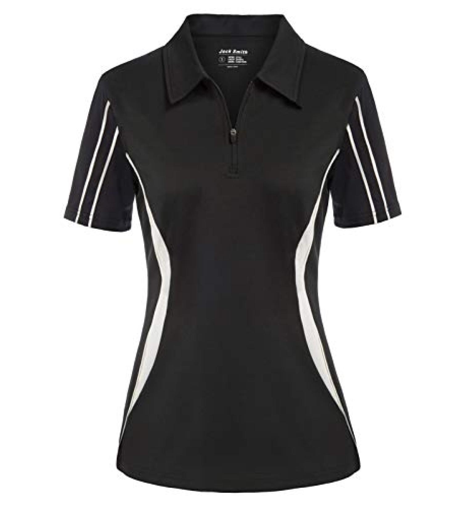 JACK SMITH Women's Golf Polo Shirt | Short Sleeve Dry Fit Tennis Shirt with Zipper | Activewear Polo | Black - Size Medium - Buy Online on GoSupps.com
