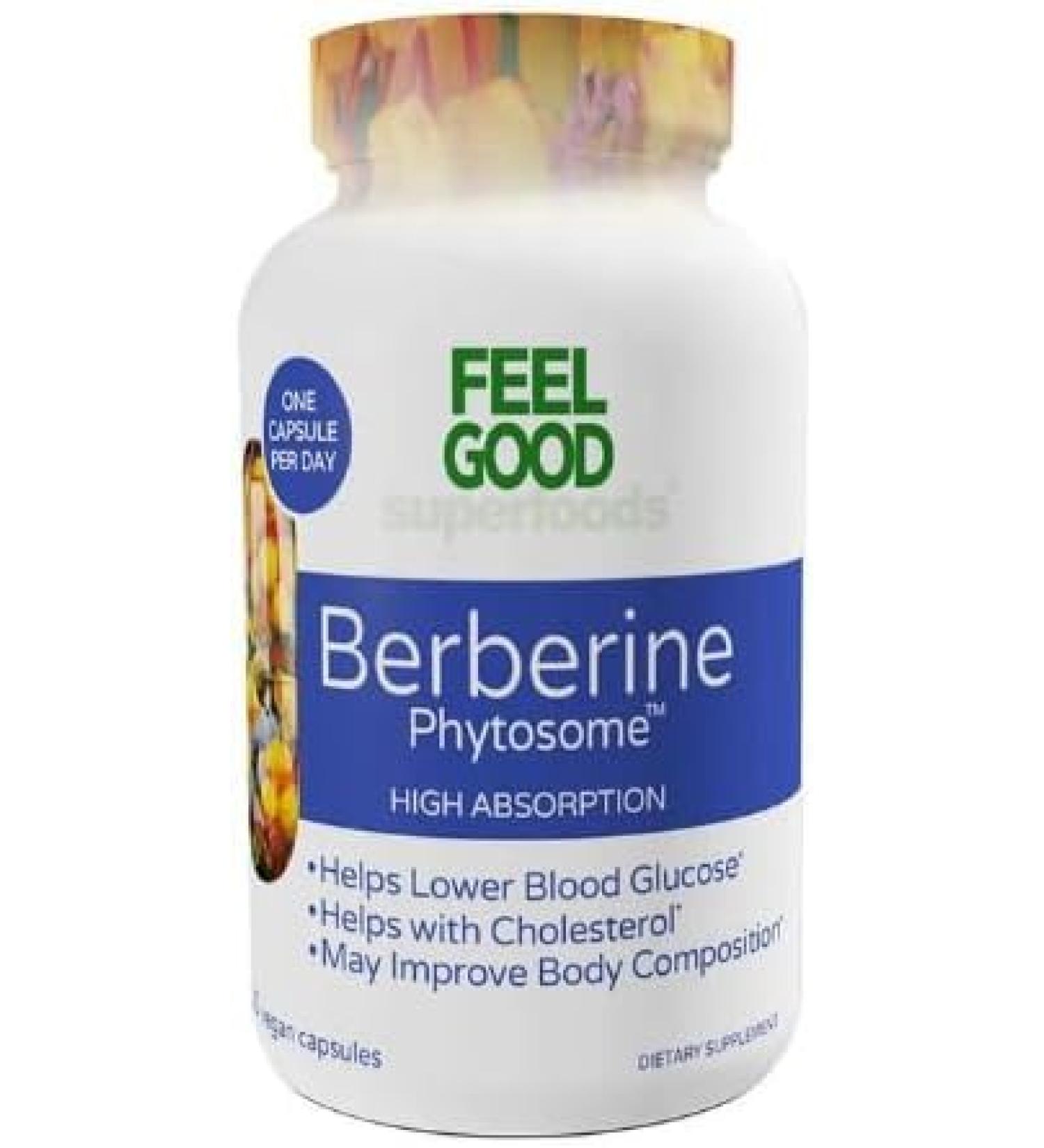 Feel Good Superfoods Berberine Phytosome 120 Vegan Capsules + Vssl Store Sticker. - Buy Online on GoSupps.com