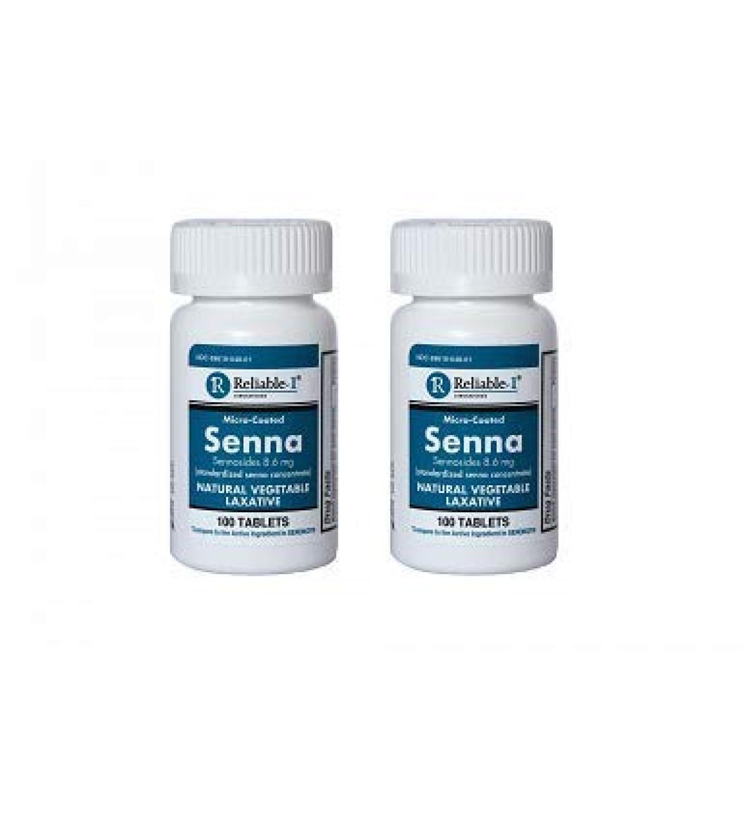 Senna Laxatives by Reliable 1 Laboratories | Natural Laxatives for Constipation Relief | Gentle Constipation Relief for Adults | Senna Tablets 8.6mg 100 Count | 2 Bottles 100 Count (Pack of 2)
