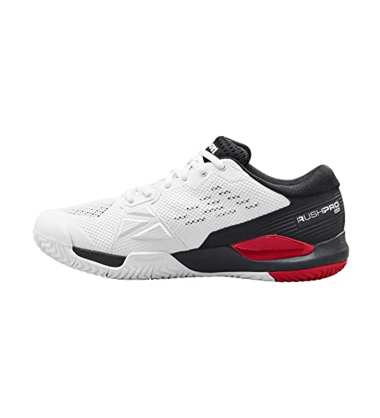 Wilson Men's Rush Pro Ace Tennis Shoes 9 - White/Black/Poppy Red | Lightweight & Durable - Buy Online on GoSupps.com