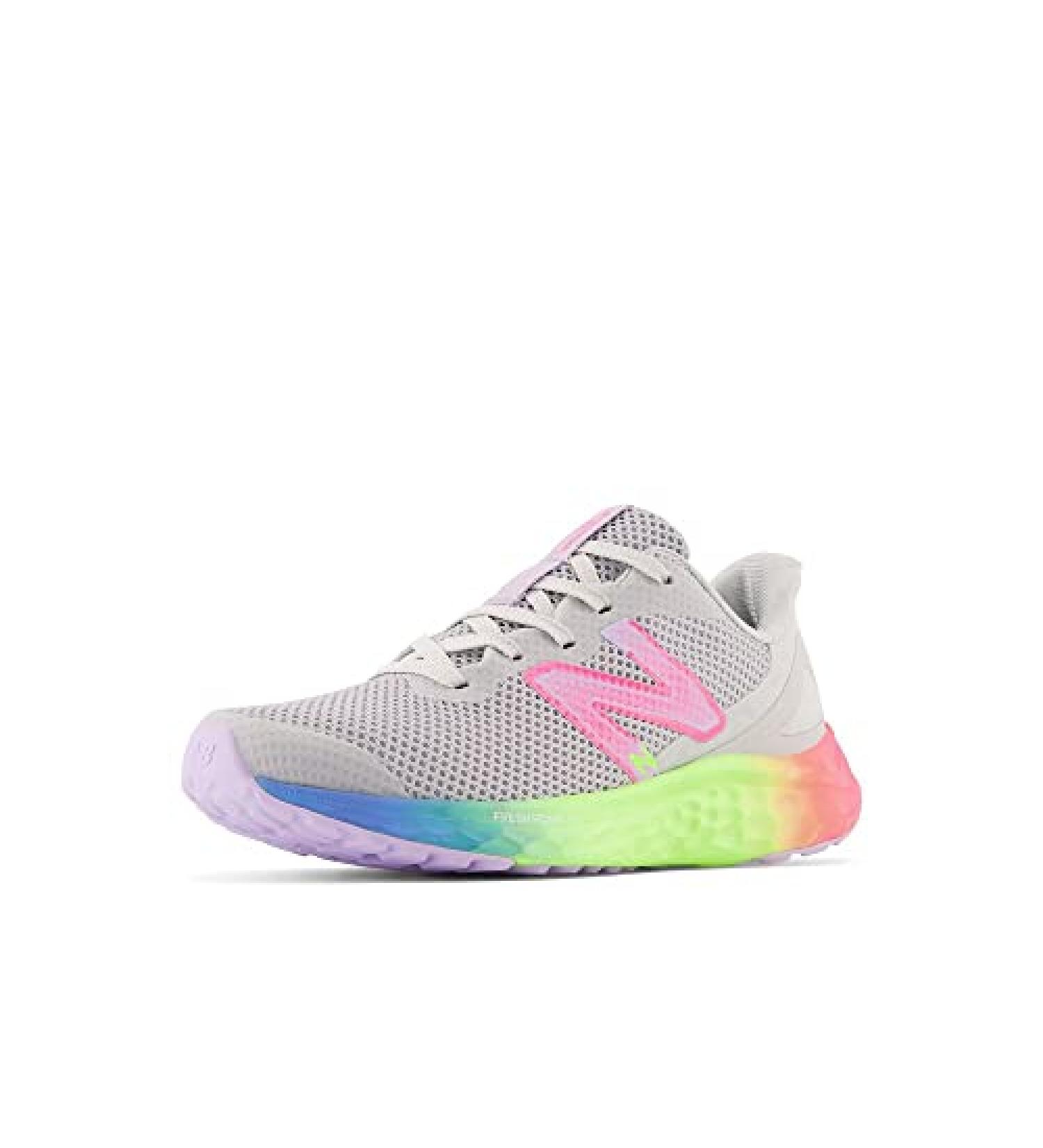 New Balance Fresh Foam Arishi V4 Big Kid Running Shoe - 4 Wide, Light Aluminum/Cyber Lilac/Neon Pink - Ages 8-12 - Buy Online on GoSupps.com