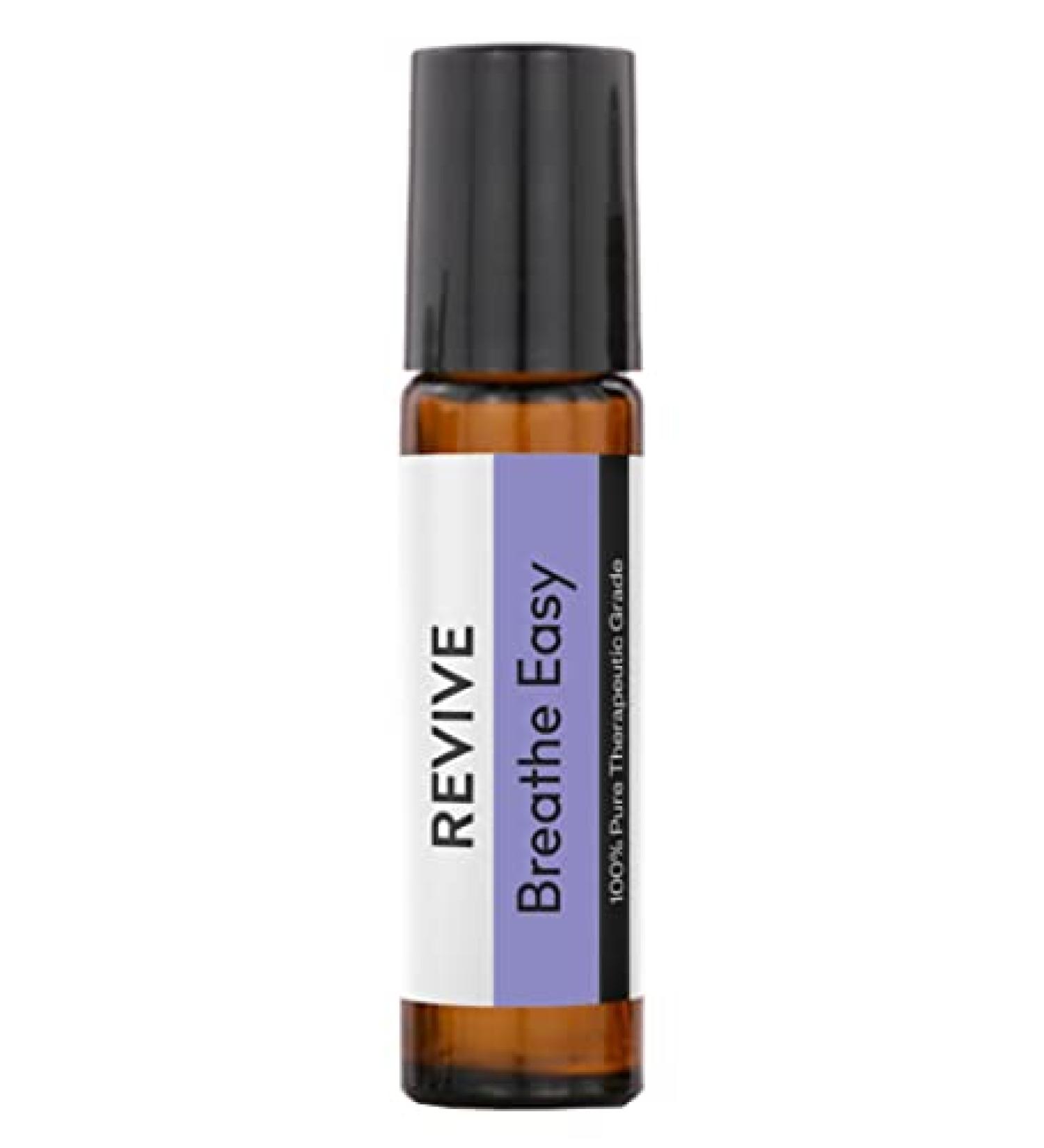 Breathe Easy Essential Oil Blend Roll-On by Revive Essential Oils - 100% Pure Therapeutic Grade for Diffuser Humidifier Massage Aromatherapy Skin & Hair Care