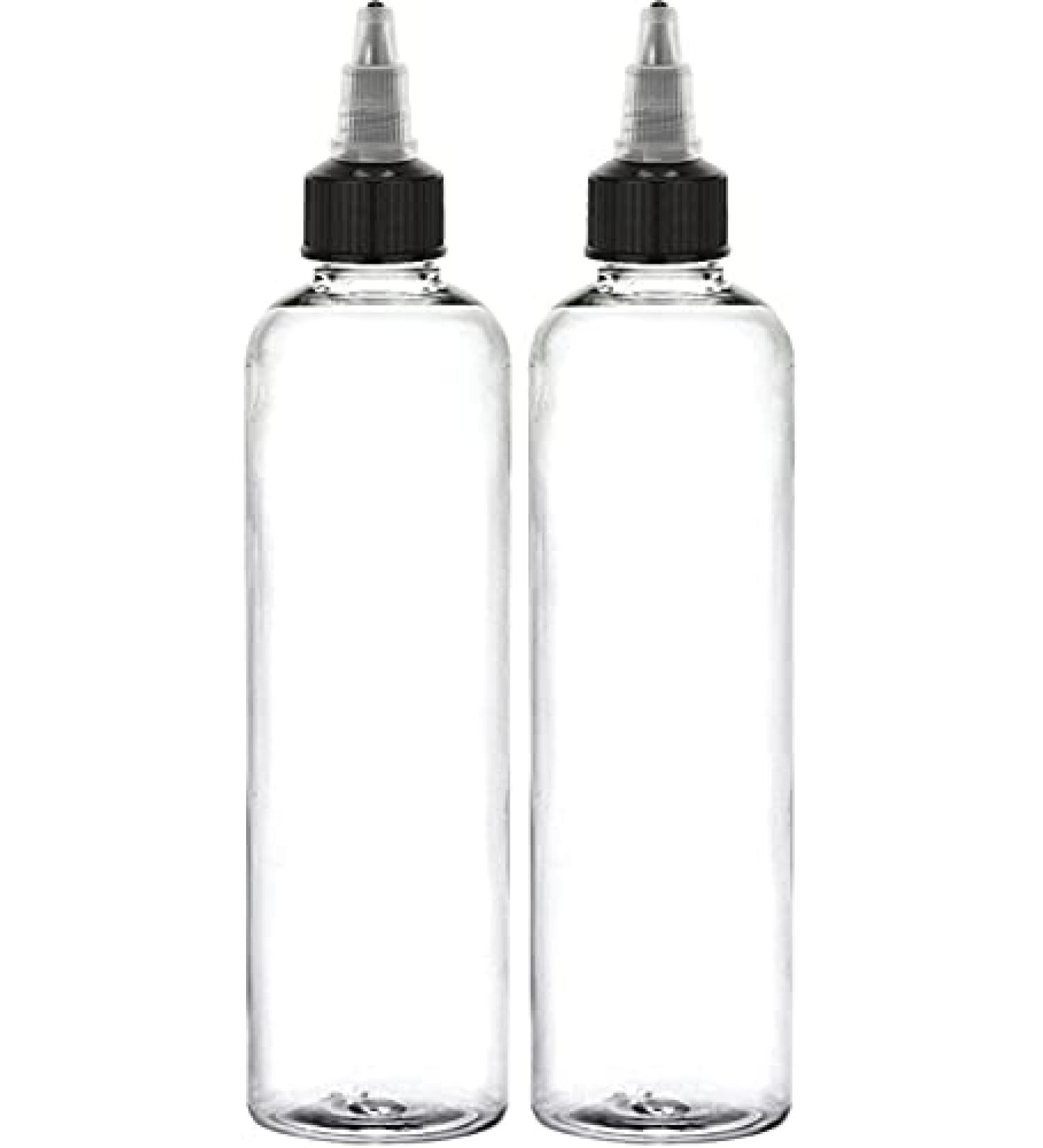 BRIGHTFROM Twist Top Black Applicator Bottles 8 oz - Pack of 2 | BPA-Free PET Plastic | Refillable Squeeze Bottles for Multi Purpose Use - Buy Online on GoSupps.com