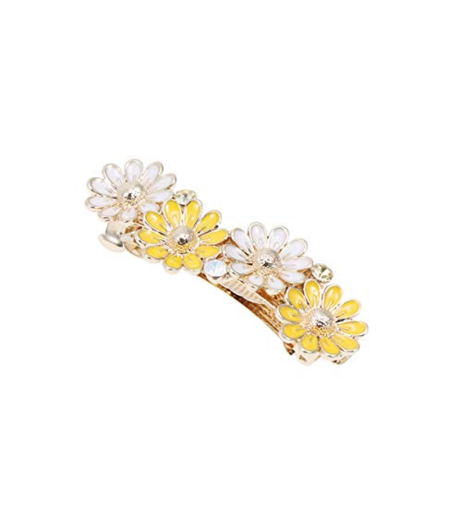 LEORX Wedding Hair Clip Yellow Crystal Daisy Barrette for Women Girls - Buy Online on GoSupps.com