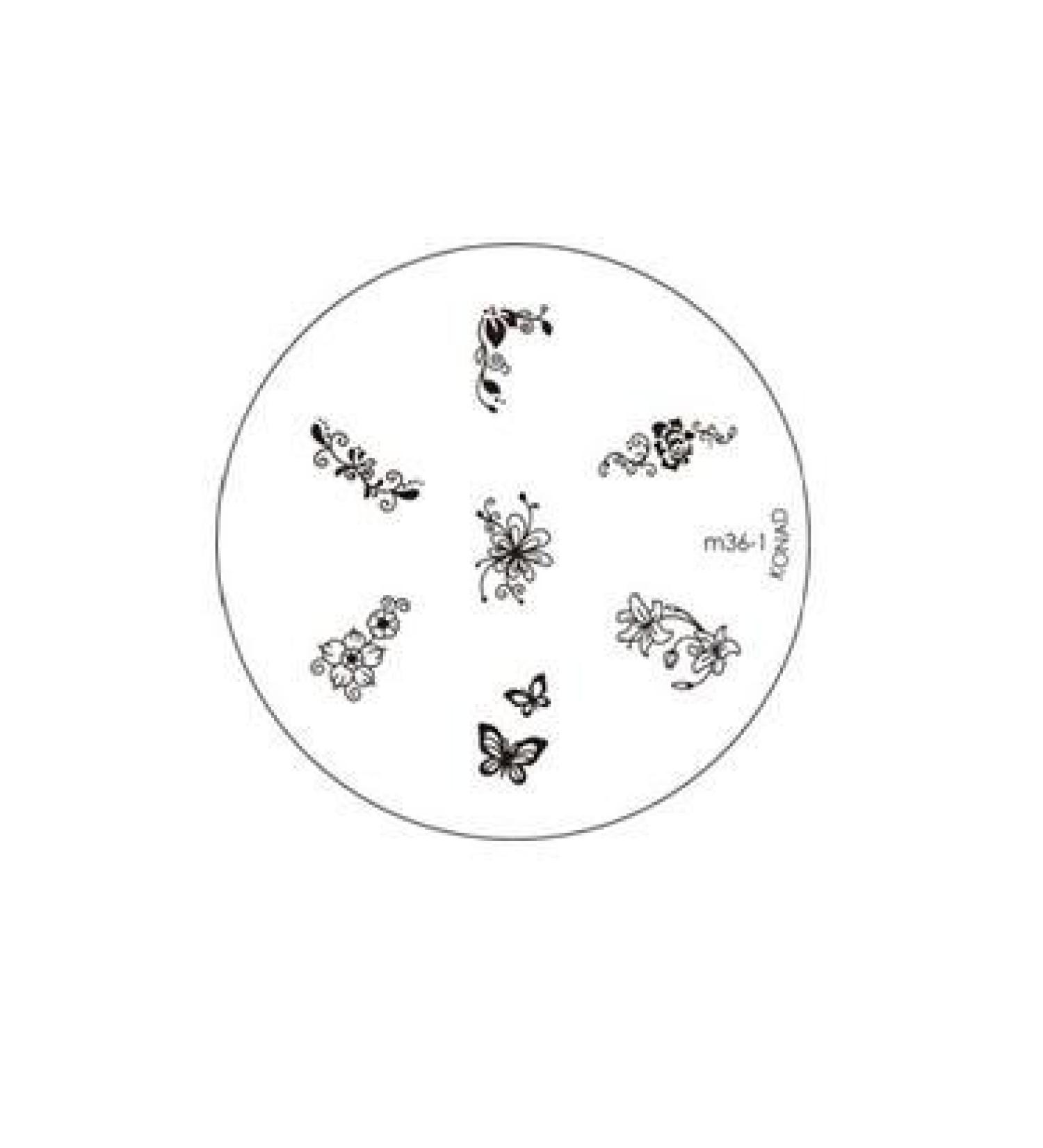 Stamping stencil FLOWERS m36-1 by KONAD - CUTE NAILS