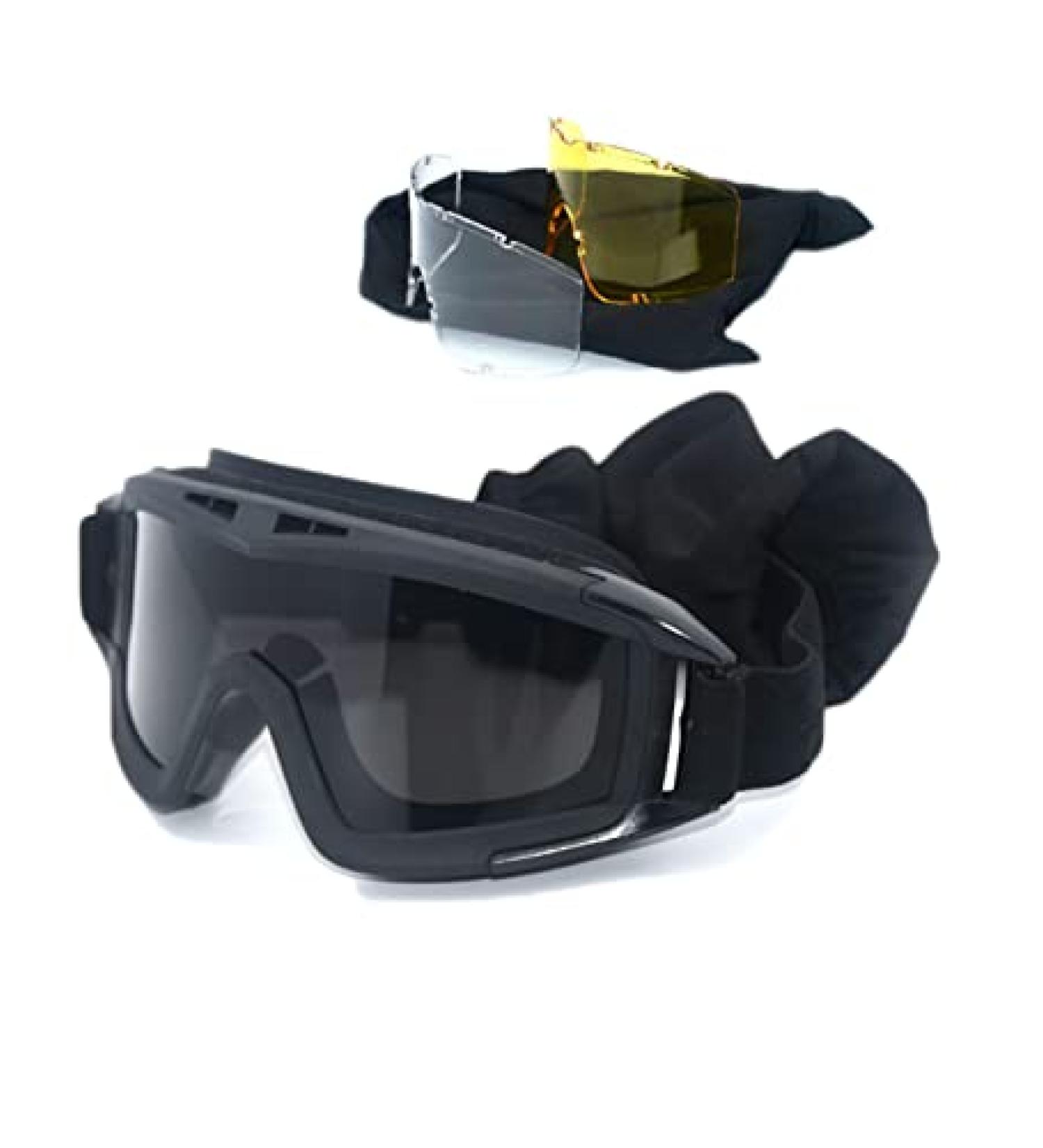 HARGLESMAN Airsoft Goggles Tactical Safety Glasses | Anti-Fog Interchangeable Lenses for Hunting, Cycling, Paintball - Black - Buy Online on GoSupps.com