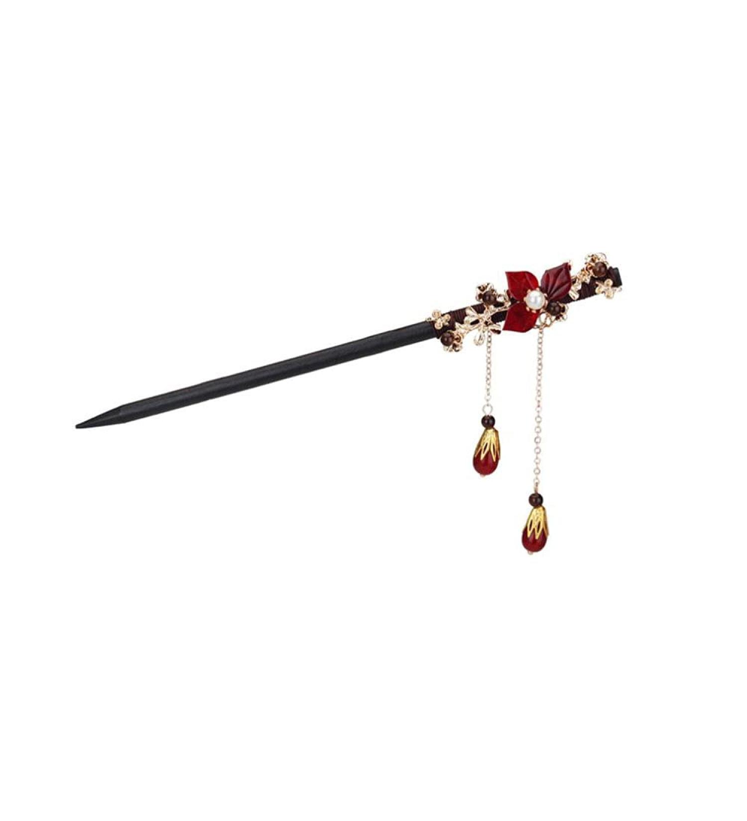 Vintage Chinese Hair Sticks - Set of 3 Wooden Hair Accessories with Tassel for Women - Unique Floral Hairpins for Stylish Hair Styling - Buy Online on GoSupps.com