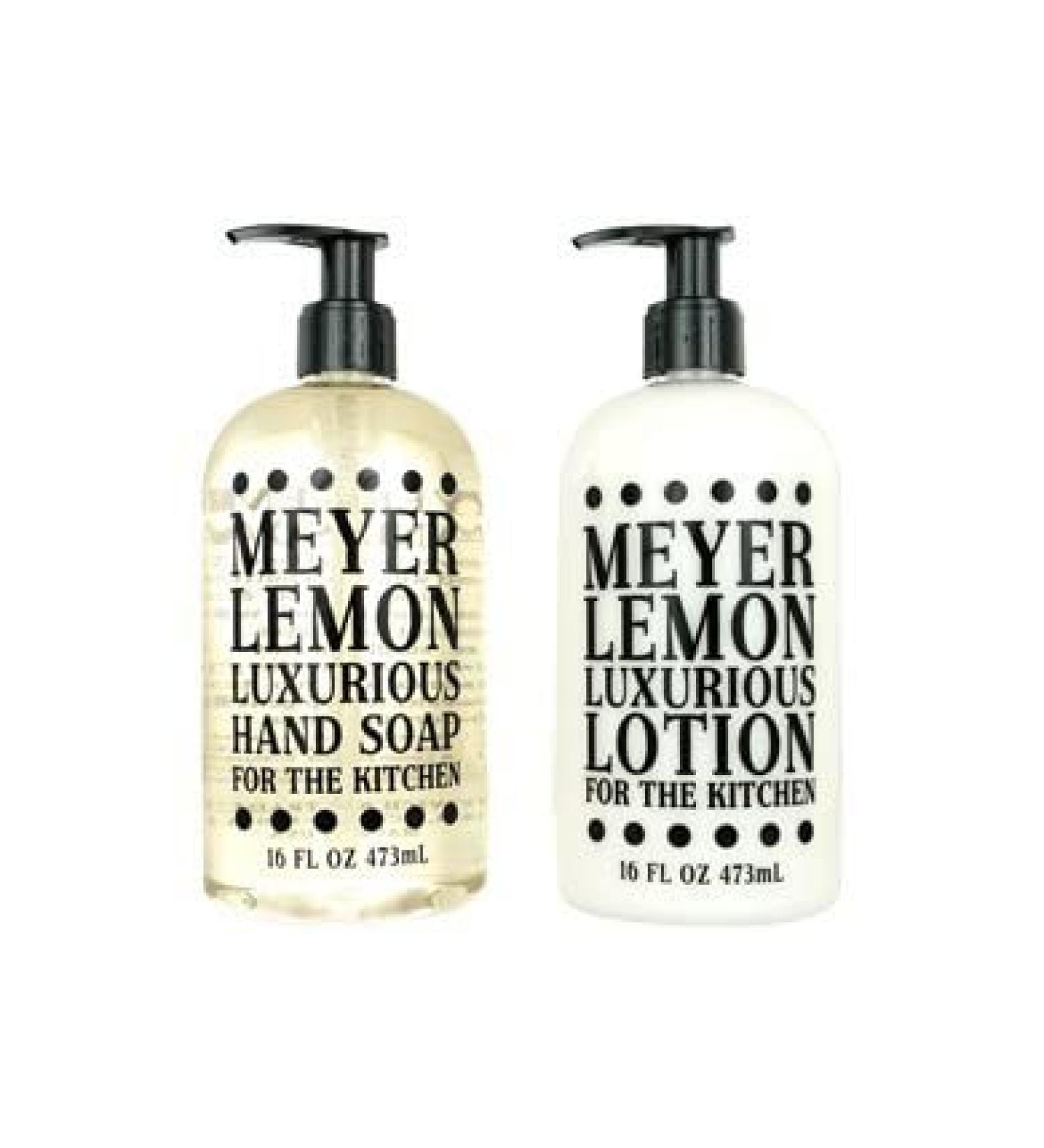2 set - Greenwich Bay Trading Company Kitchen Collection Bundle: Meyer Lemon - 16 Ounce Shea Butter Lotion & 16 Ounce Hand Soap