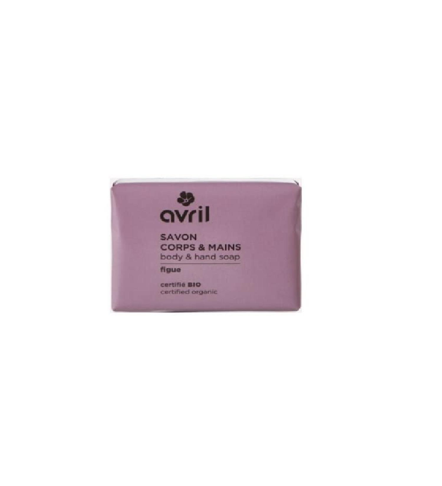 Avril - Savon Corps & Mains Bio - A l'Huile de Noix de Coco et Argan Bio - Parfum 100% Naturel - Vegan Certifi Bio Ecocert - Fabriqu en France - 100g (Figue)