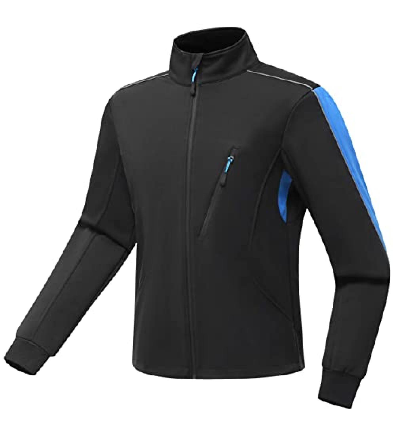 Wantdo Men's Winter Cycling Thermal Jacket - Windproof & Waterproof Fleece Windbreaker - Reflective - Large - Blue - Buy Online on GoSupps.com