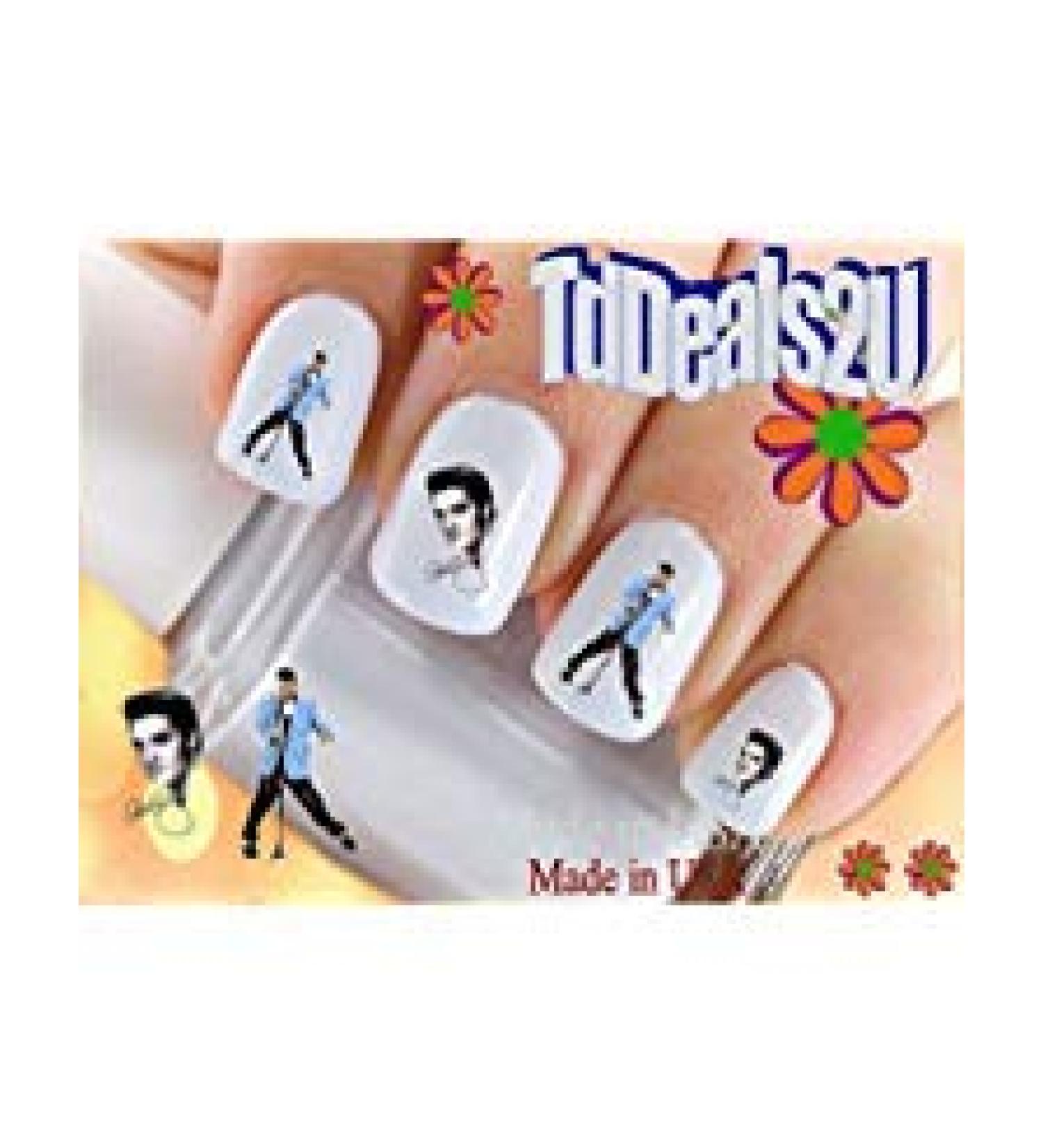 Nail Art Decals WaterSlide Nail Transfers Stickers 40pc Elvis 3 Blue Jacket Singer Character Nail Decals - Salon Quality! DIY Nail Accessories
