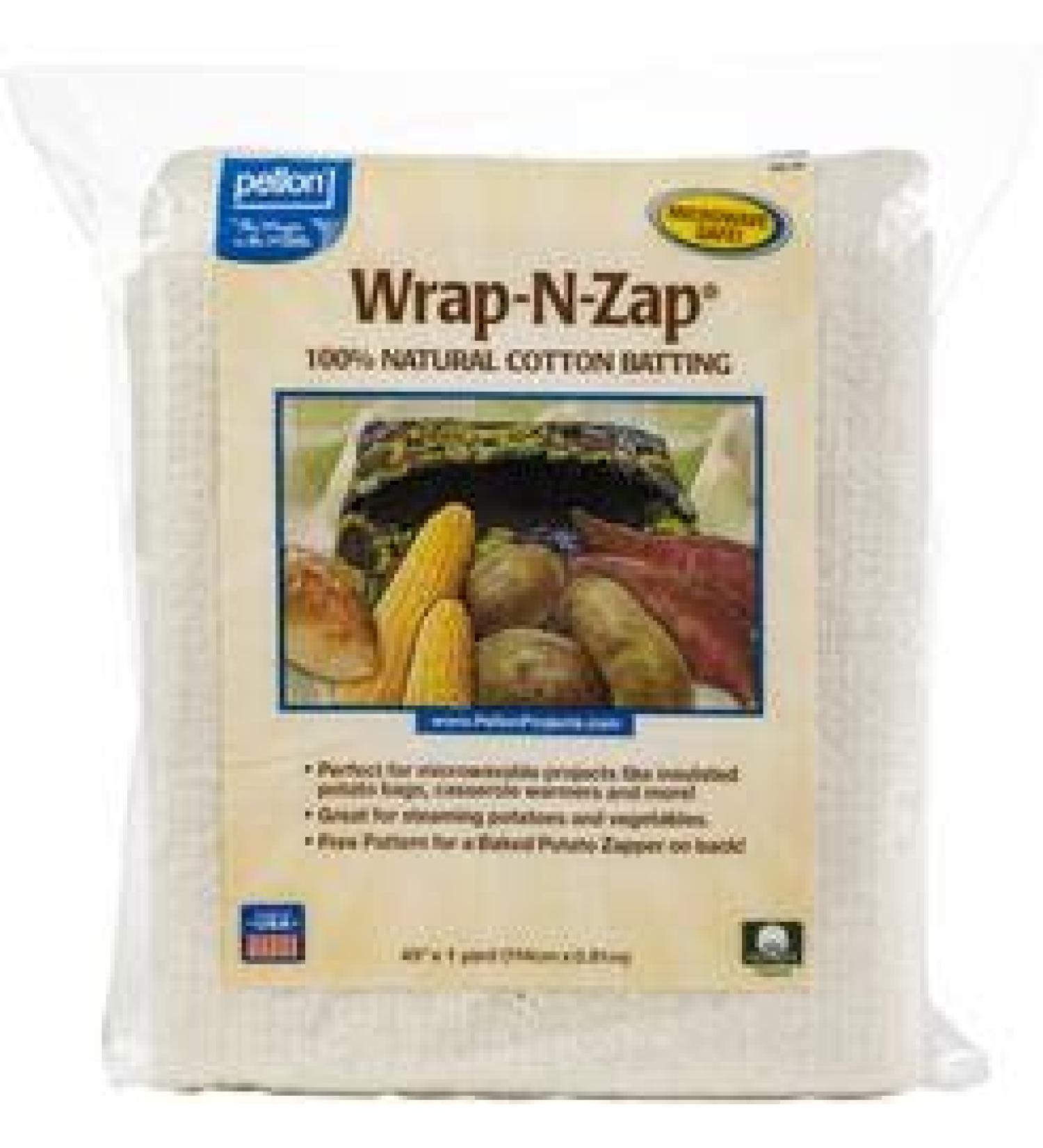 Pellon Interfacing Bulk Buy (2-Pack) Wrap N Zap Pure Natural Cotton Batting 45 inch x 36 inch WZ-45