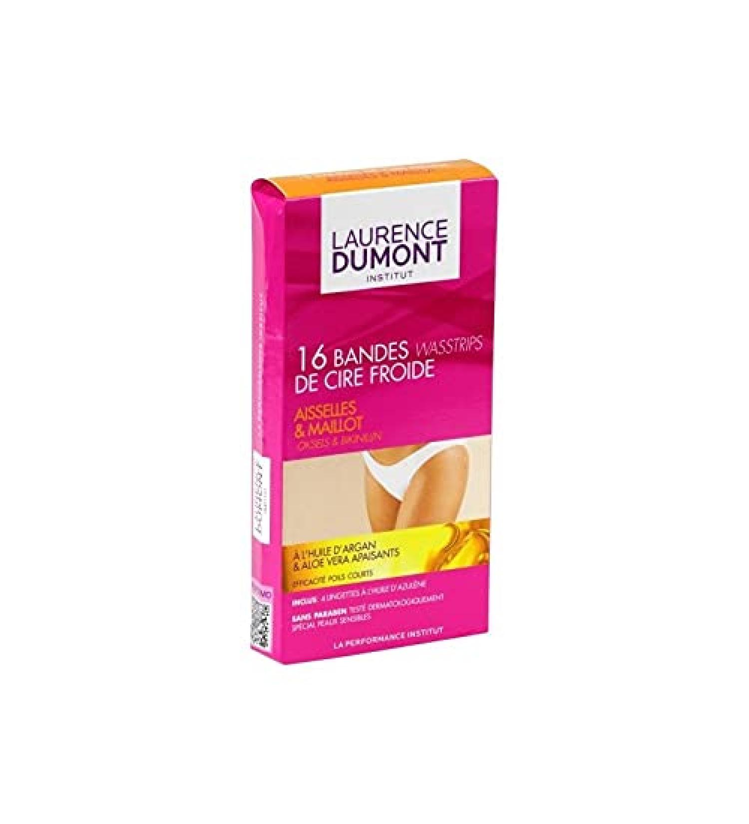 LAURENCE DUMONT Bandes de Cire Froide Aisselles & Maillot Huile d Argan Aloe Vera x16 (lot de 3)