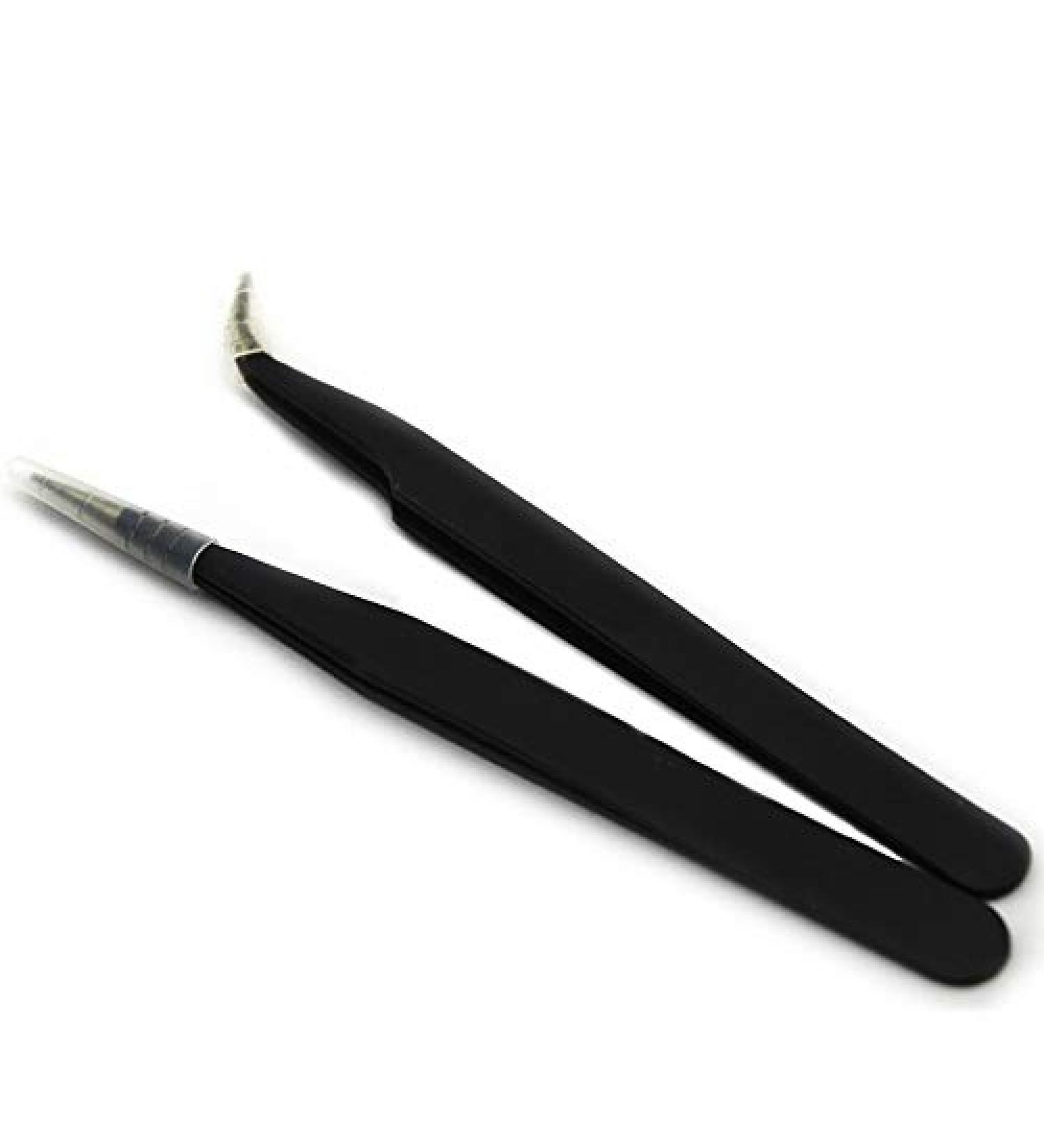 2 PC Stainless Steel Hair Removal Tweezers Set - Eyebrow & Eyelash Extension Tool for Perfect Grooming - Buy Online on GoSupps.com