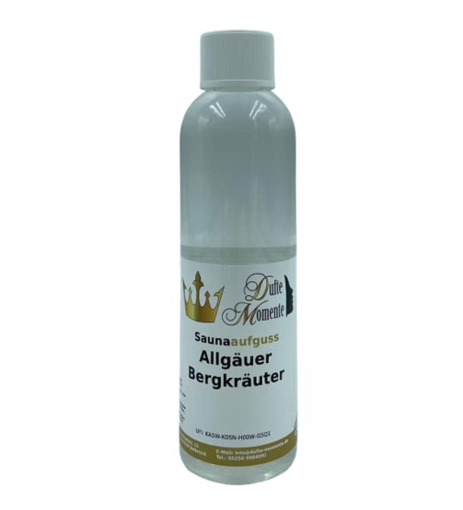 Allg uer Mountain Herbs Sauna Infusion Concentrate - 250ml PET Bottle with Drip Closure & Child Lock | Premium Herbal Aroma for Relaxation - Buy Online on GoSupps.com