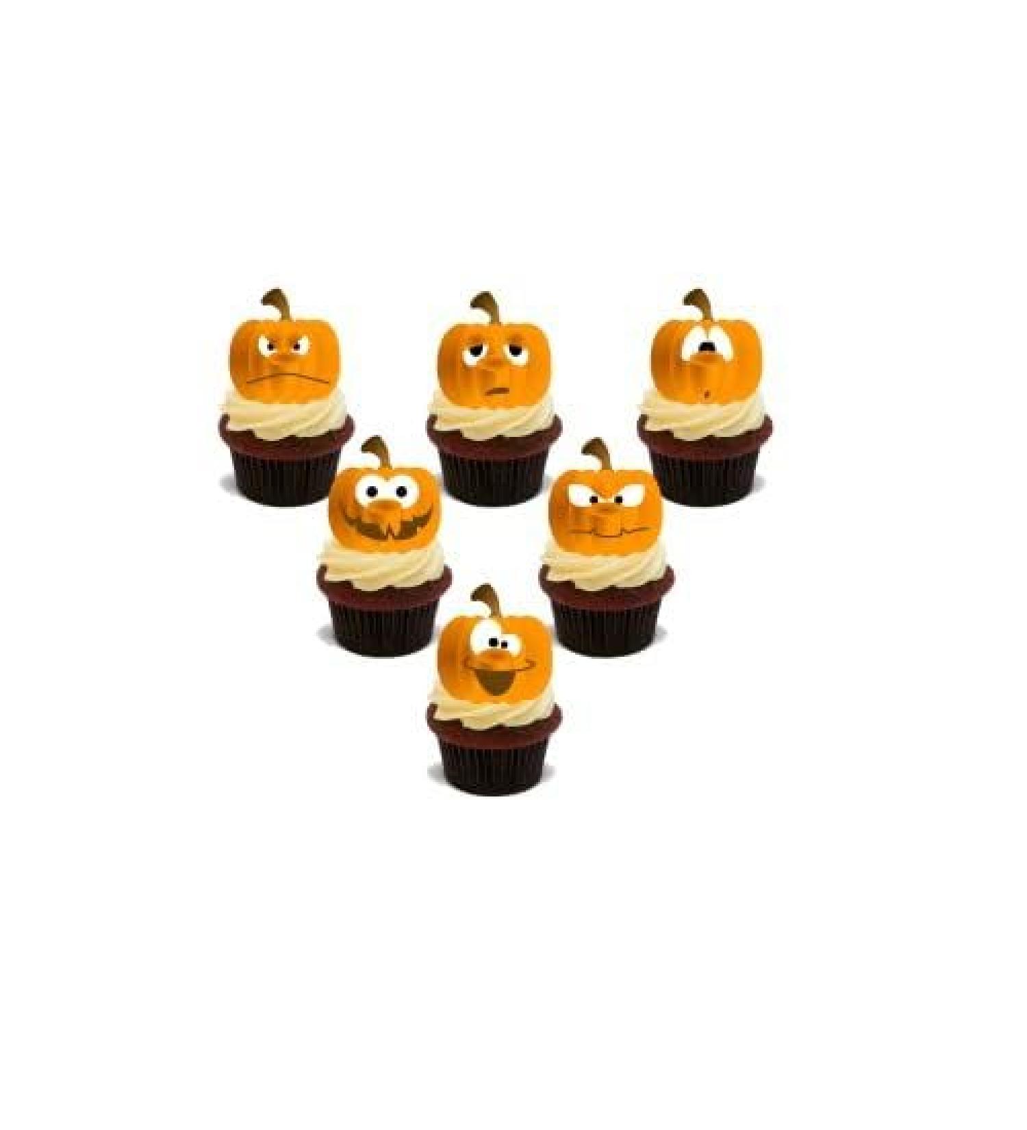 Halloween Edible Pumpkin Cupcake Topper cake Decorations (Pack of 30) D2