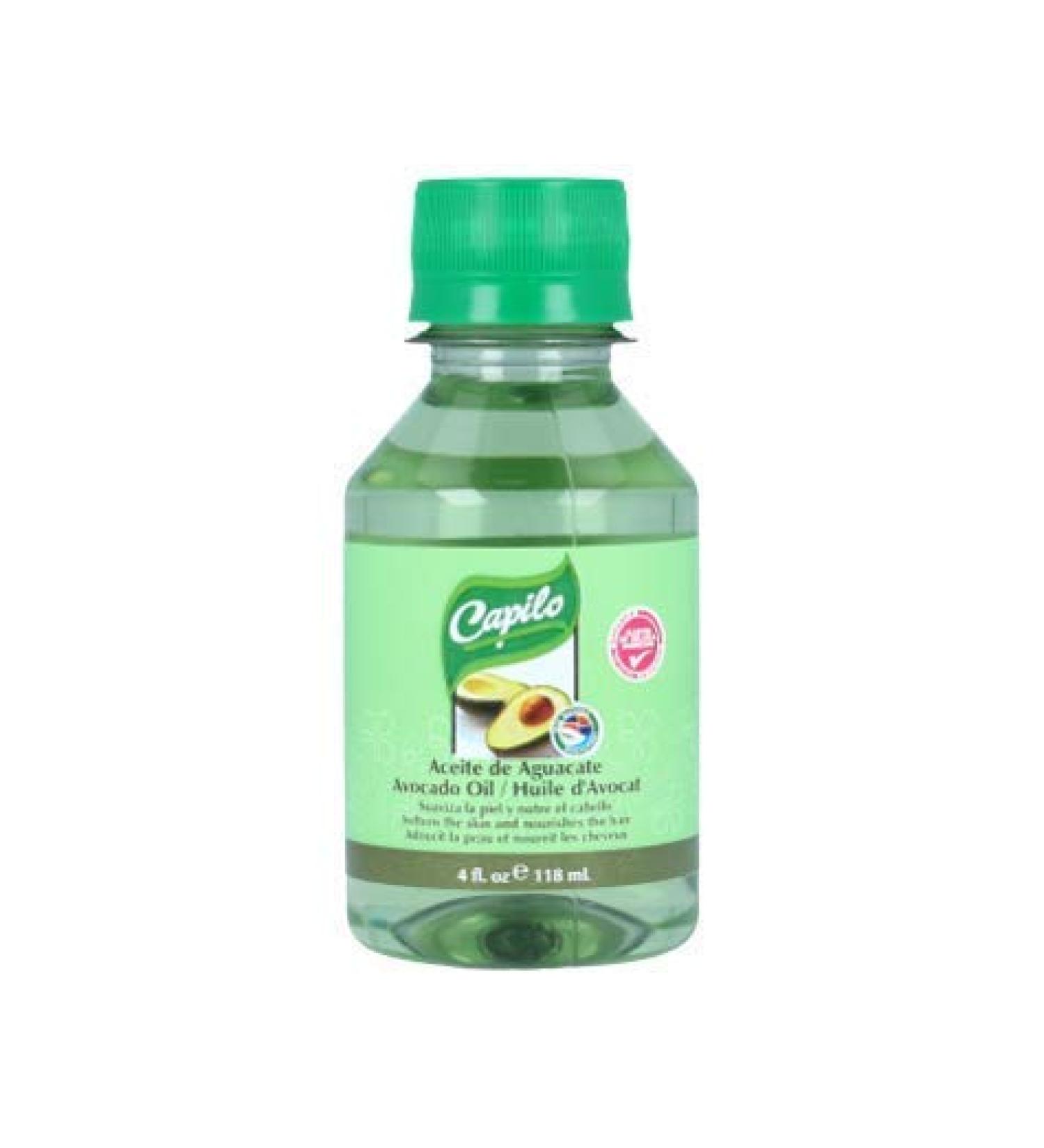 Capilo Avocado Oil Hair and Skin Formula (4oz Bottle) Blend of Mineral Oil and Fruit Oil