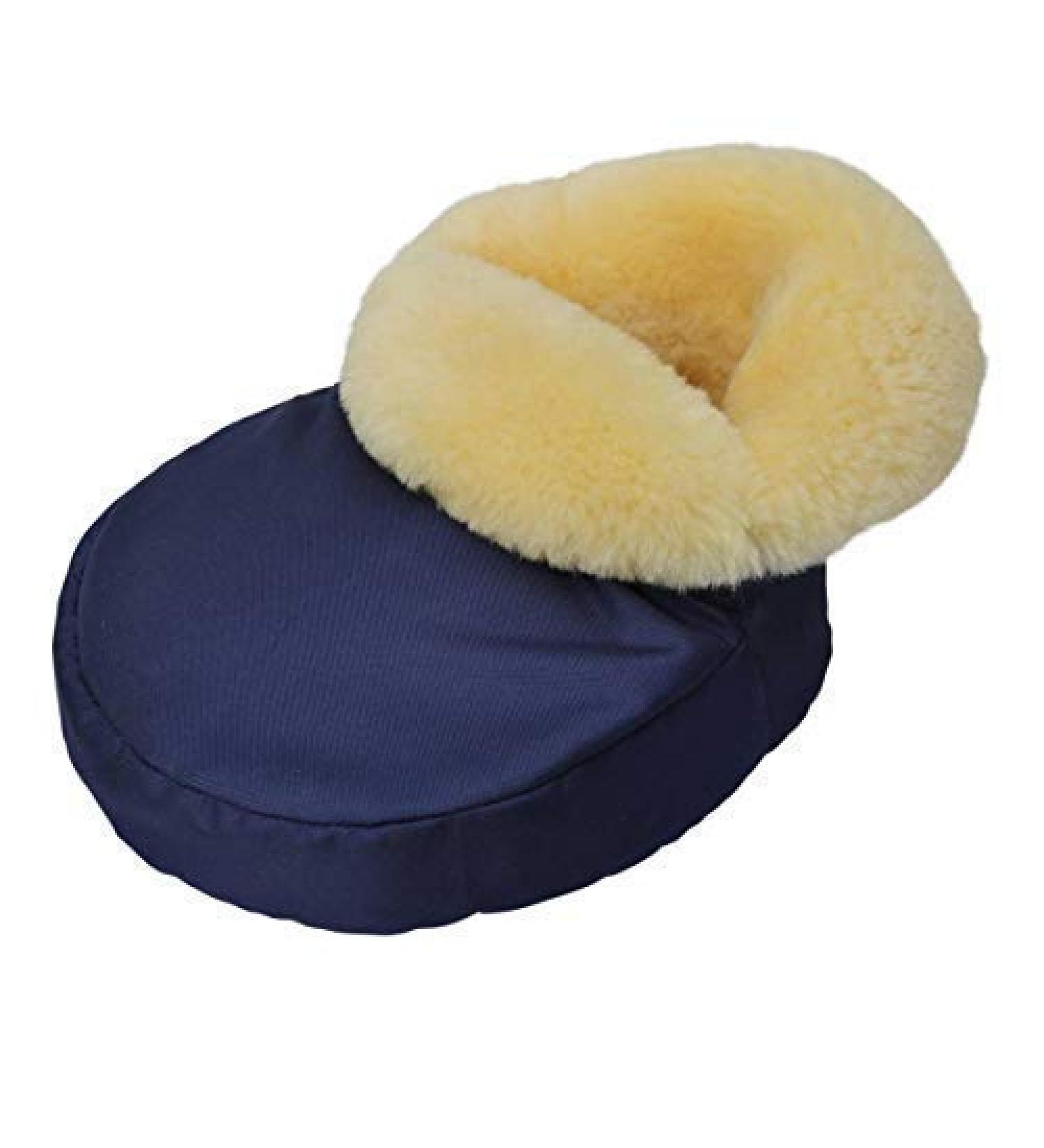 Lambskin Foot Warmer - Cuddly Merino Sheepskin Natural Fur in Blue/Yellow for Ultimate Comfort | International Shipping Available - Buy Online on GoSupps.com