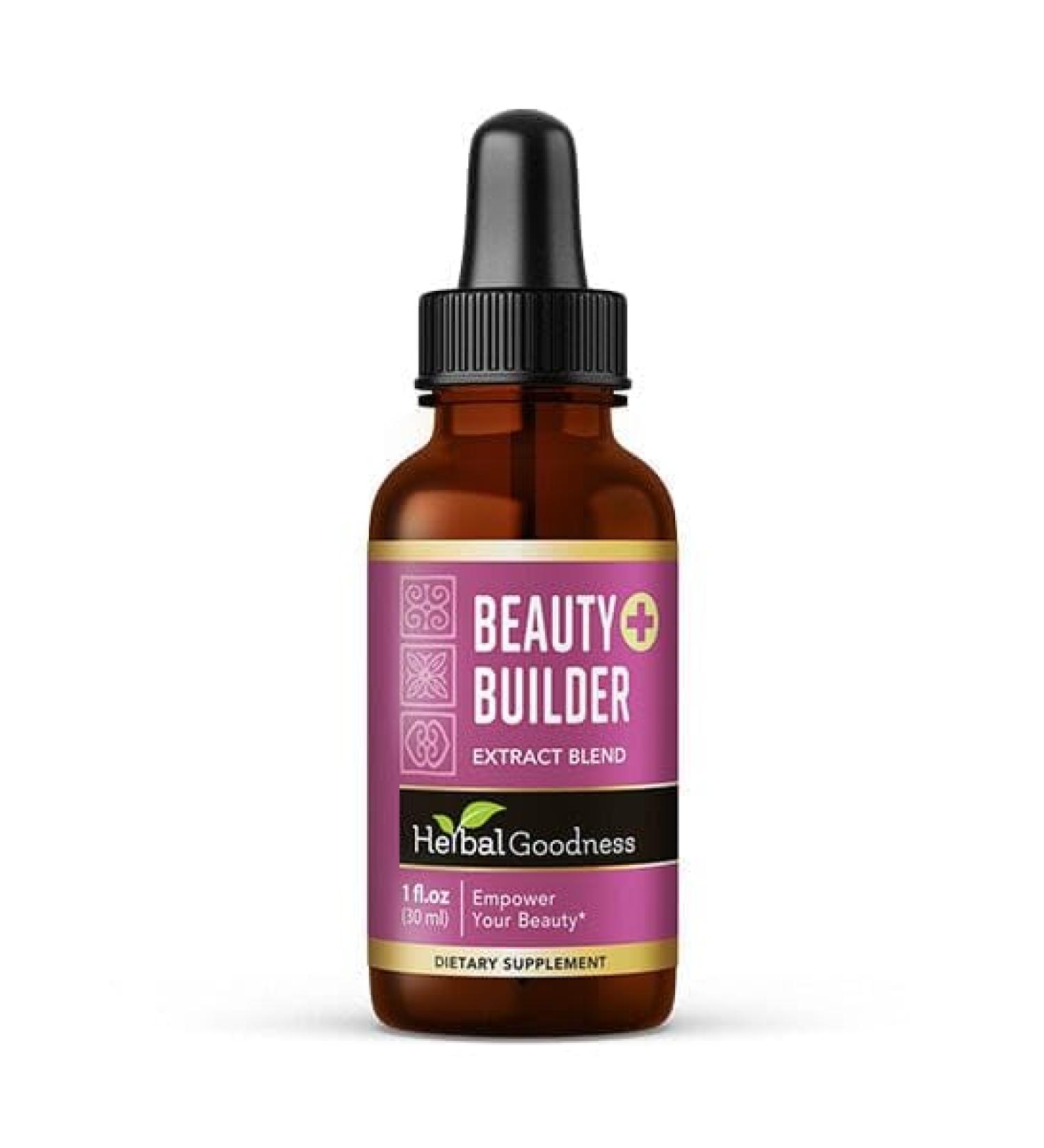 Herbal Goodness Beauty Builder 1oz - Collagen for Women with Biotin & Hyaluronic Acid - Hair Growth Skin Hydration Nail Support Anti-Aging Beauty Booster - Includes Marigold & Guava Leaf - Buy Online on GoSupps.com