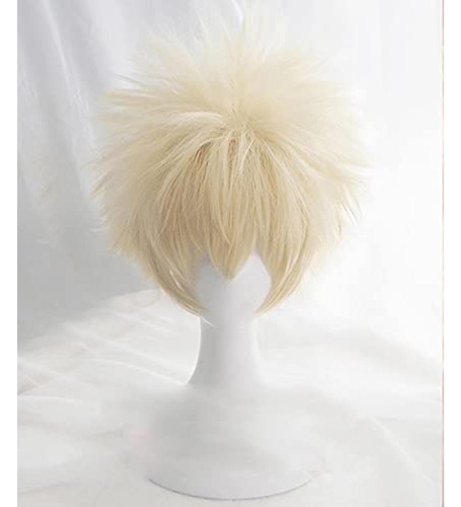 Wig for Anime Baku No Hero - Bakugou Katsuki Heat Resistant Blonde Cosplay Wig + Cap - Buy Online on GoSupps.com