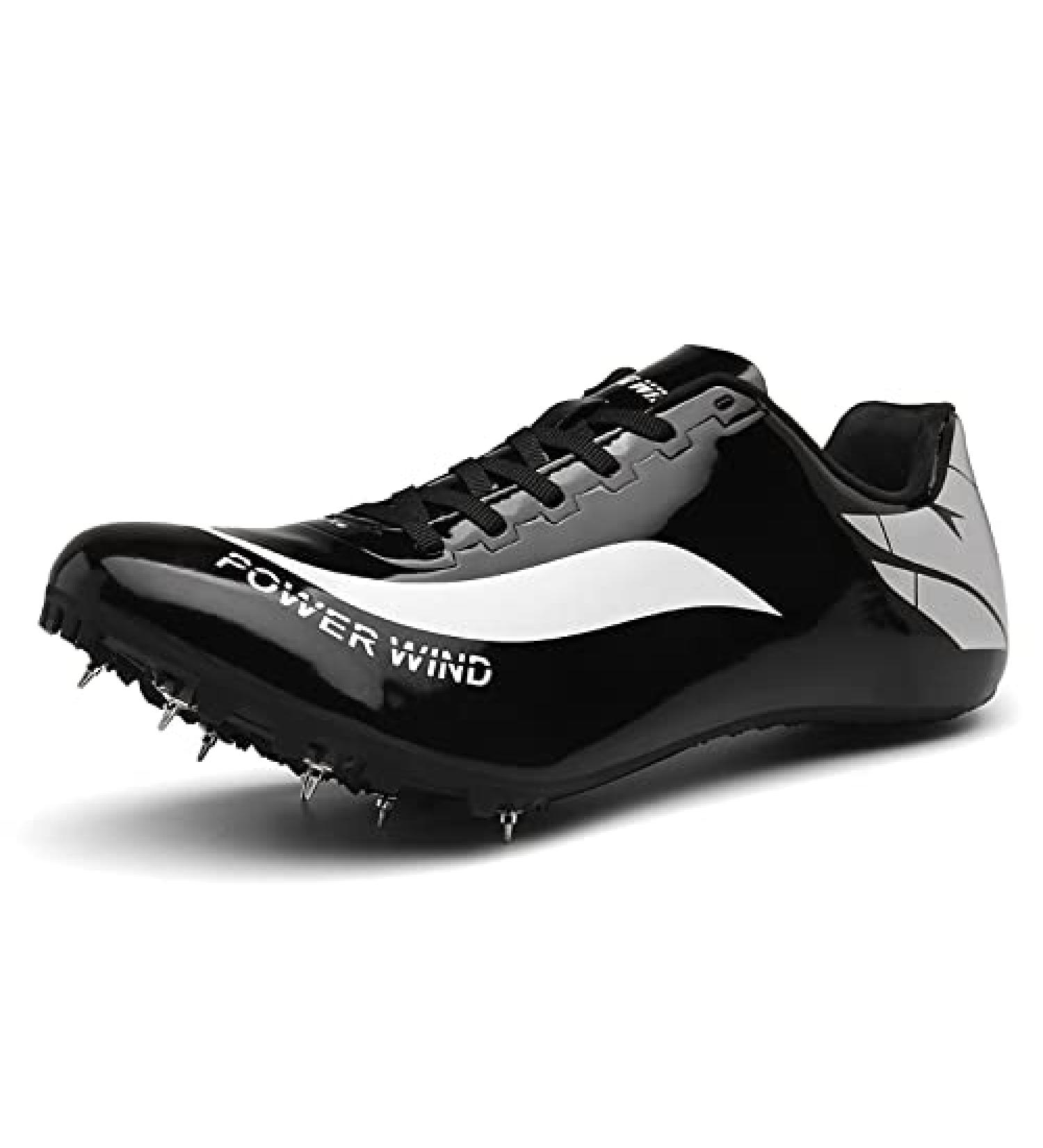 Alhsuvt Track and Field Spikes Shoes for Youth Professional Running Sneakers for Kids and Adults Sprinting Match 100 400 Meters Black