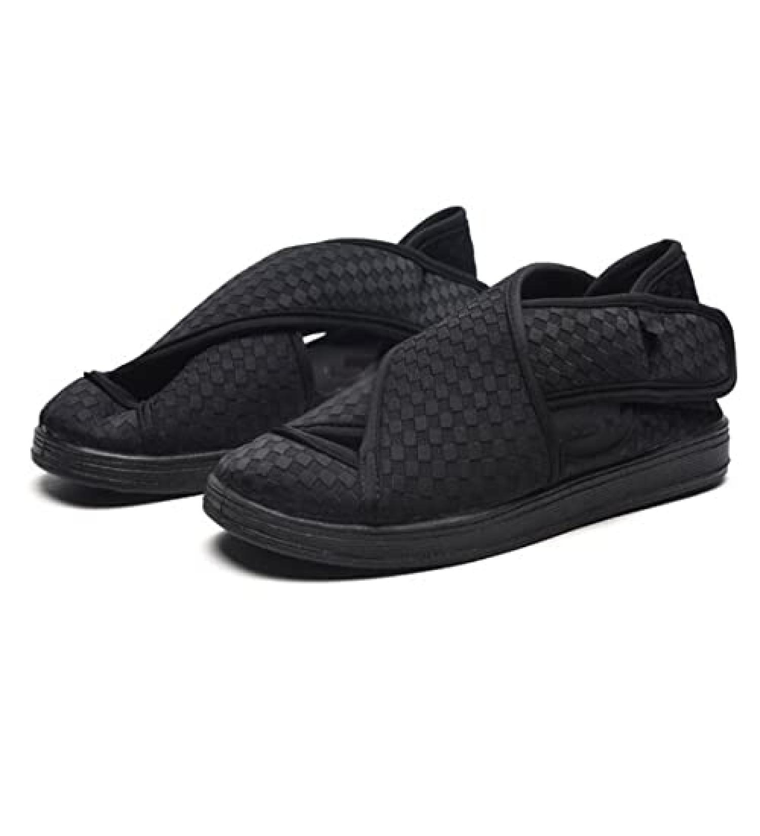 JCJNSL Diabetic Sandals - Adjustable Closure Swollen Slippers for Arthritic Feet - Black 37 - Buy Online on GoSupps.com