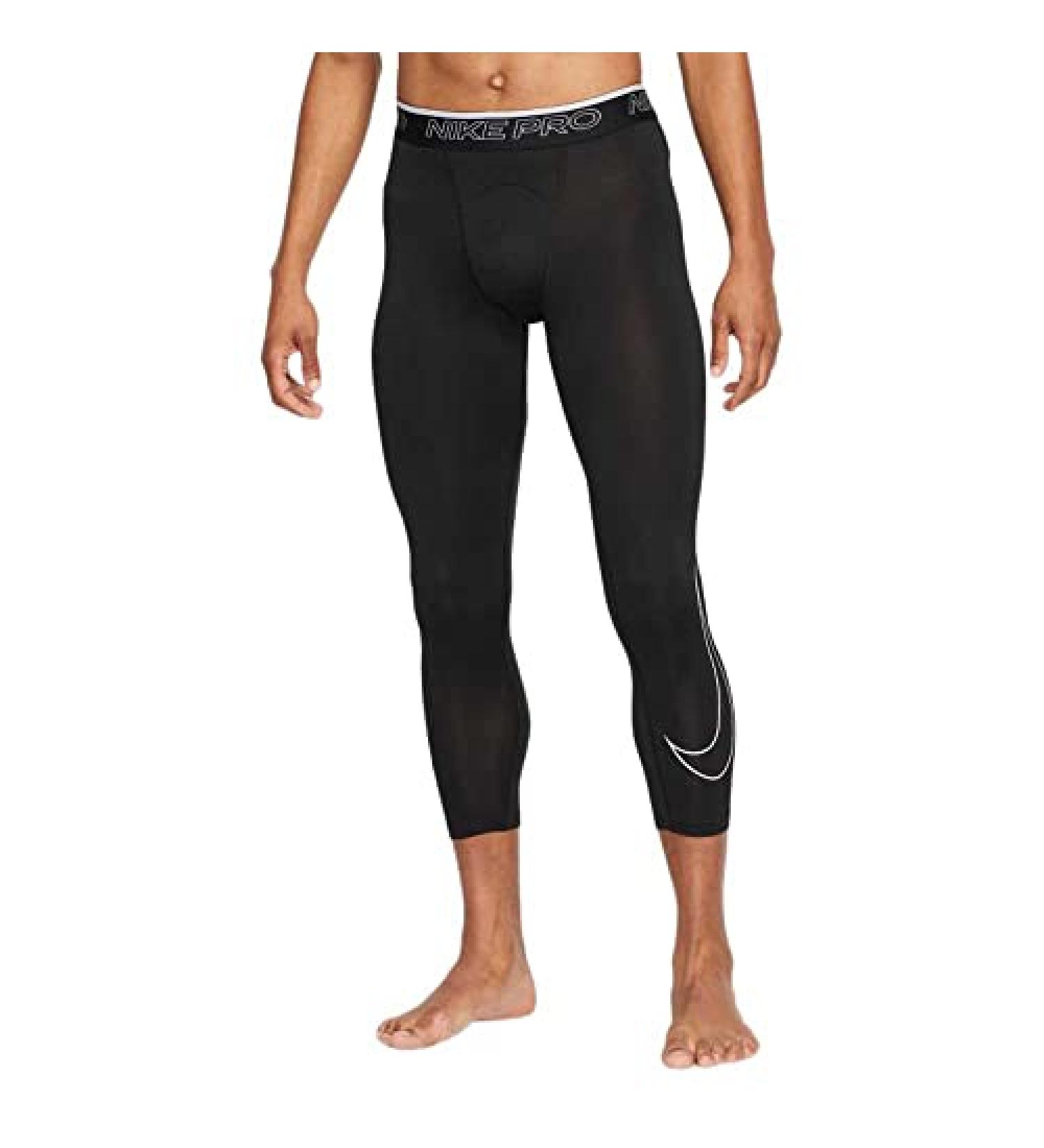 Nike Men's Pro Dri-Fit 3/4 Length Training Tights - Large, Black/White - Buy Online on GoSupps.com