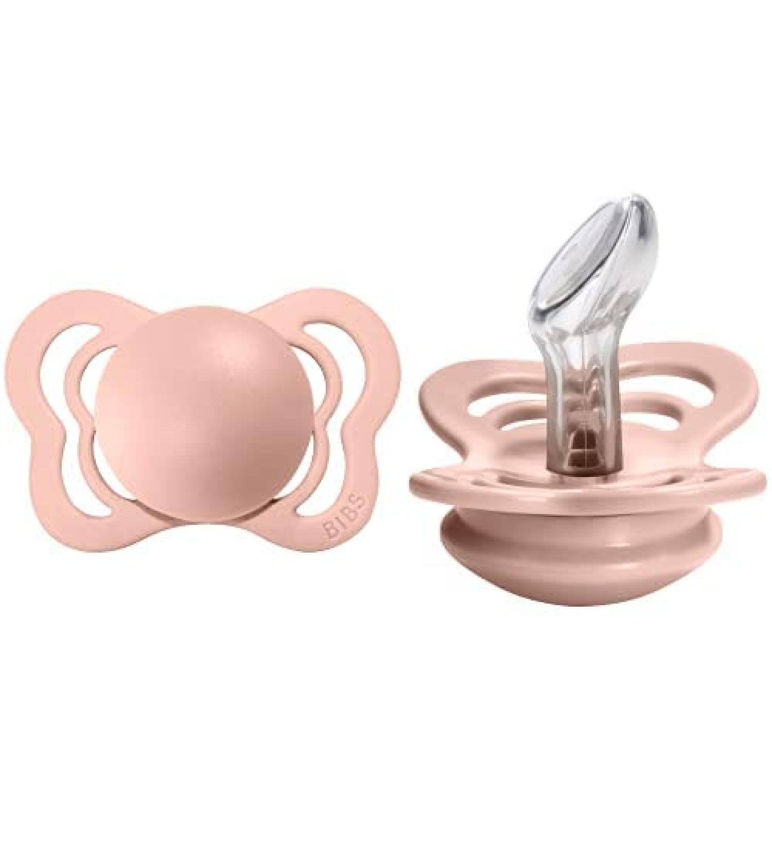 BIBS Couture Collection BPA-Free Baby Pacifiers - Set of 2 Blush | Made in Denmark | Size 0-6 Months - Buy Online on GoSupps.com
